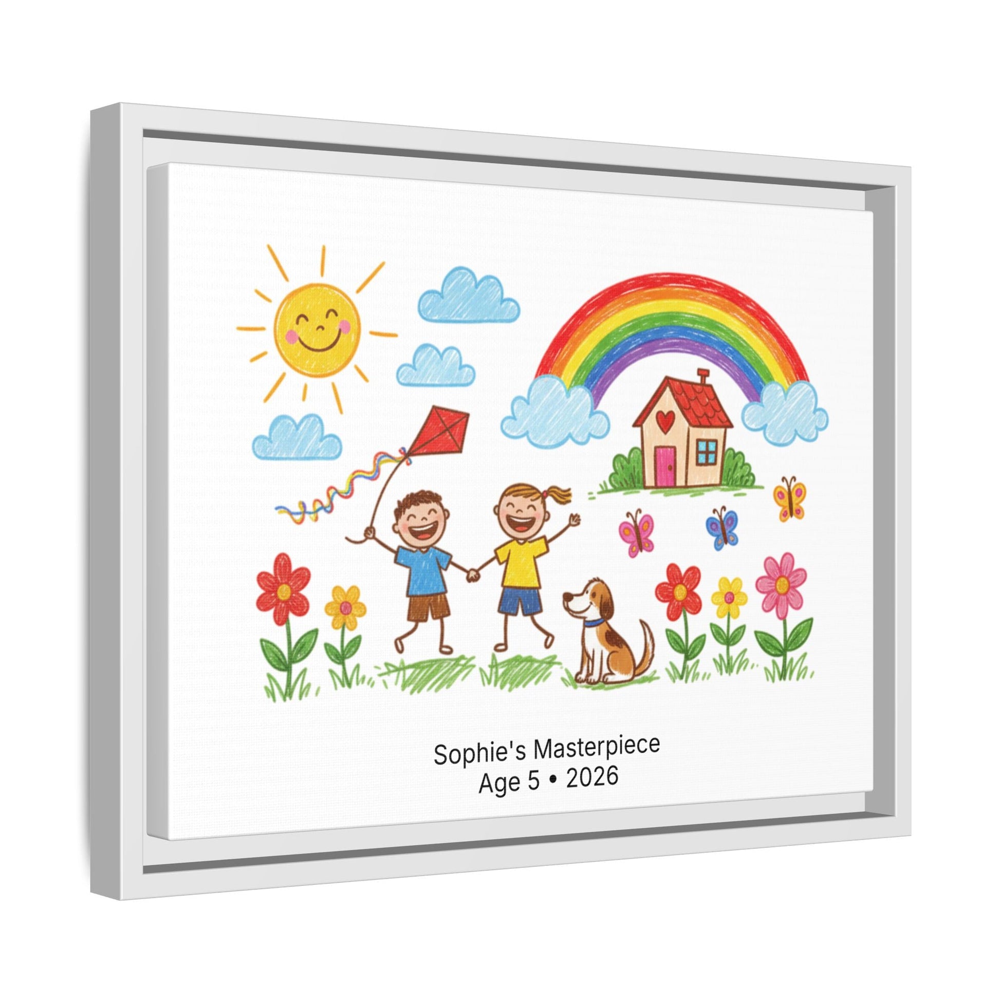 Personalized Kid’s Drawing Framed Canvas  Canvas Deeply Engraved