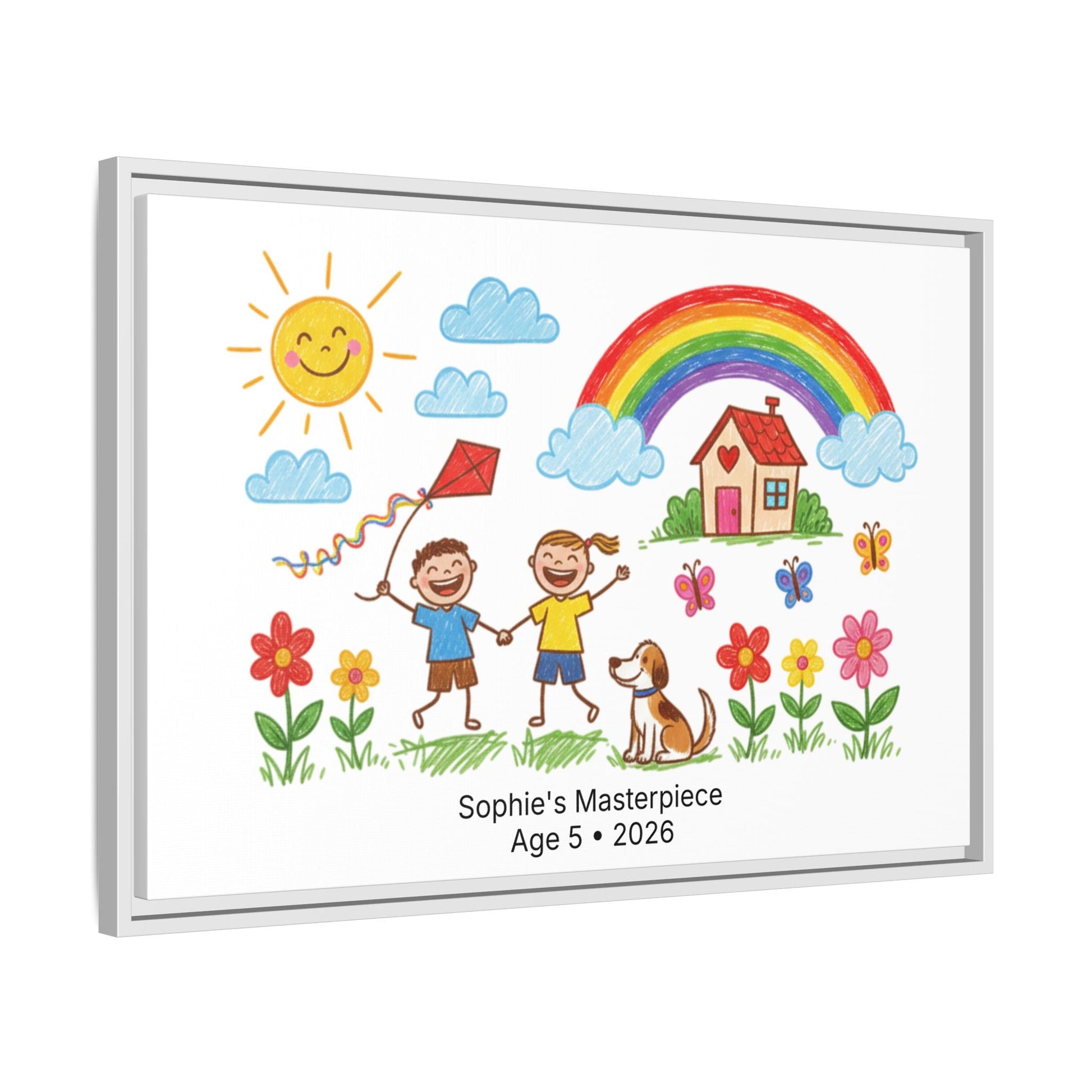 Personalized Kid’s Drawing Framed Canvas  Canvas Deeply Engraved