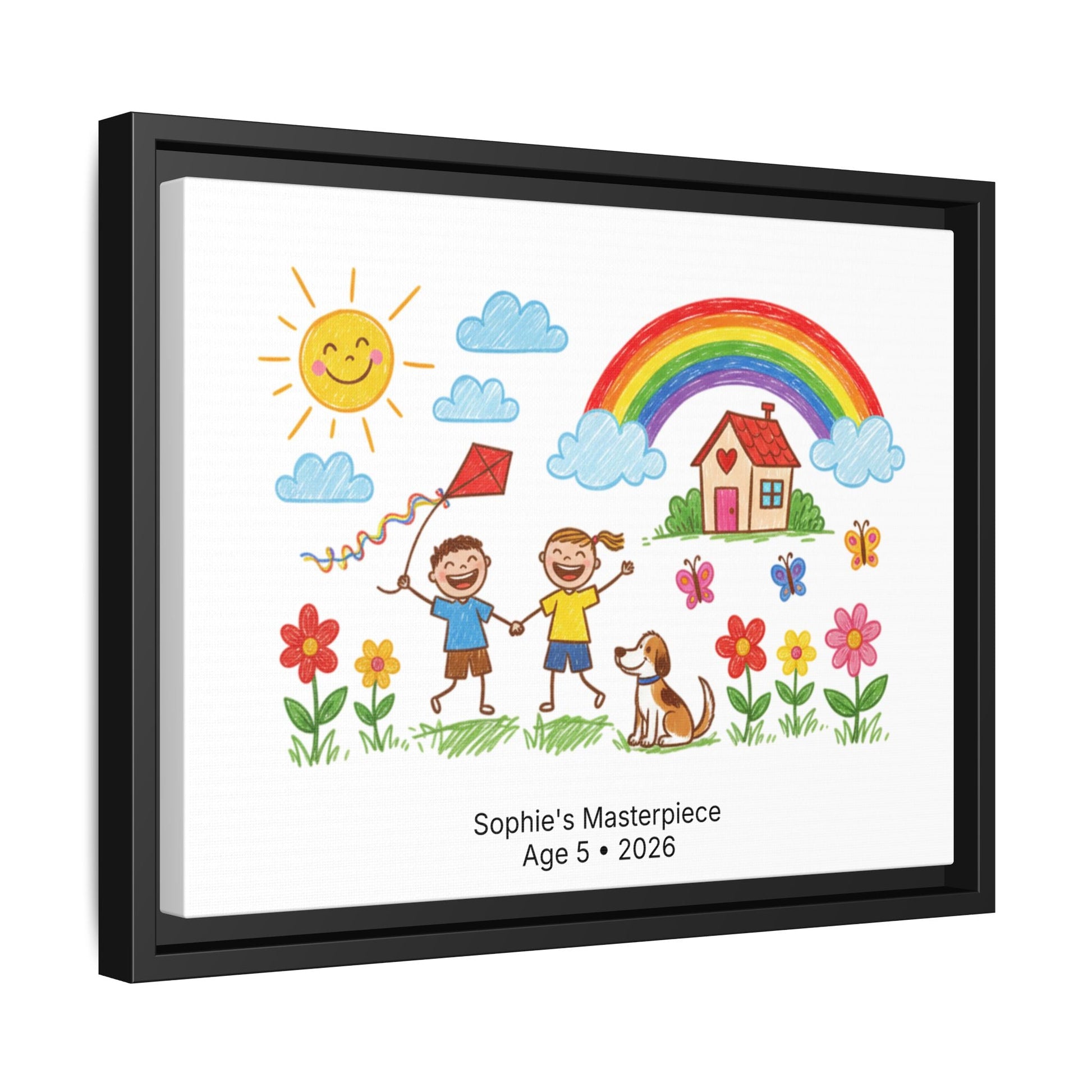 Personalized Kid’s Drawing Framed Canvas  Canvas Deeply Engraved