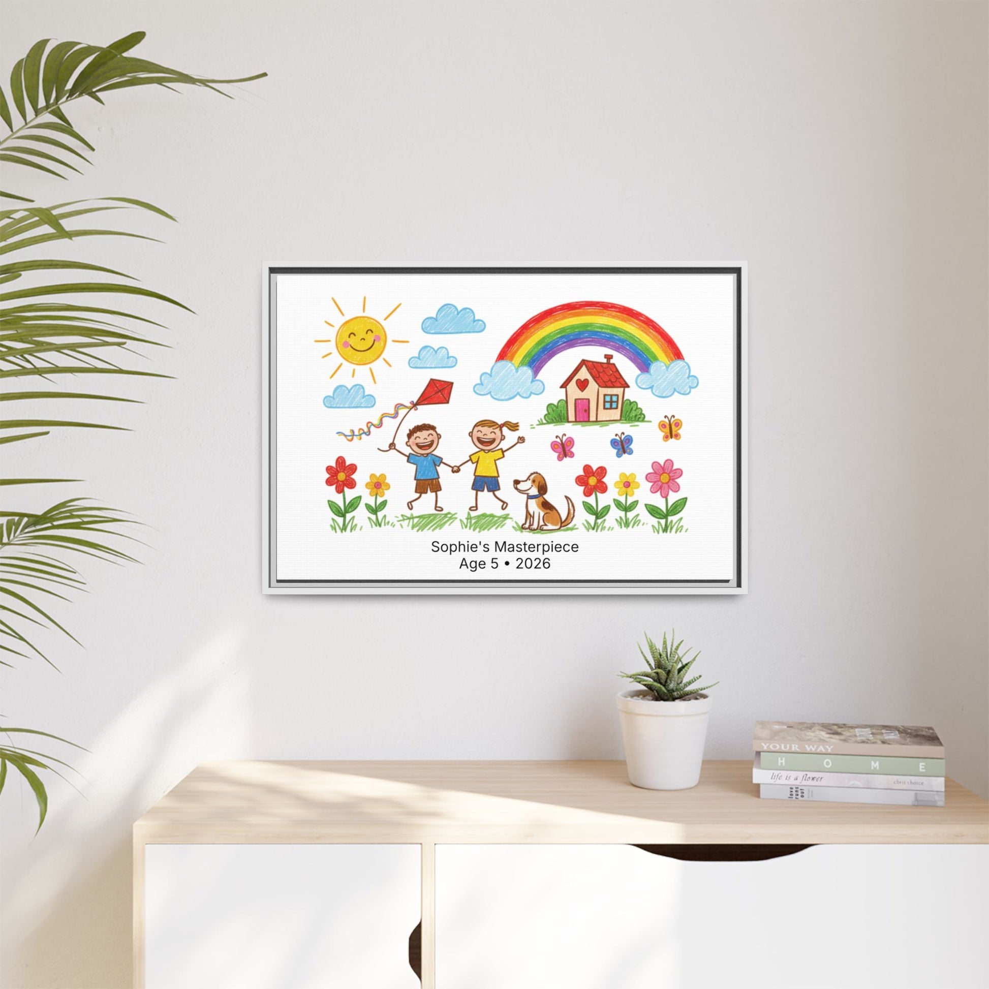 Personalized Kid’s Drawing Framed Canvas  Canvas Deeply Engraved