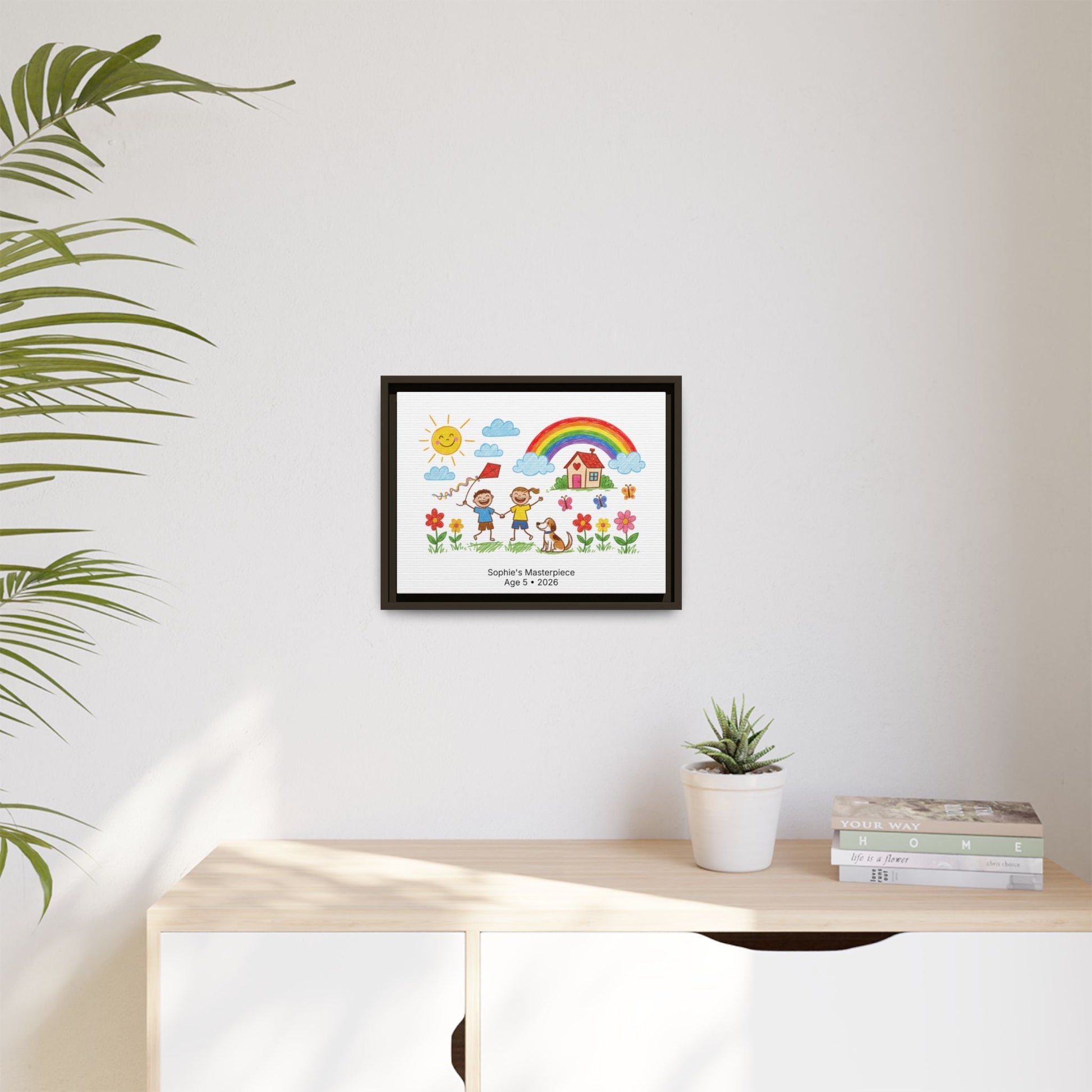 Personalized Kid’s Drawing Framed Canvas  Canvas Deeply Engraved