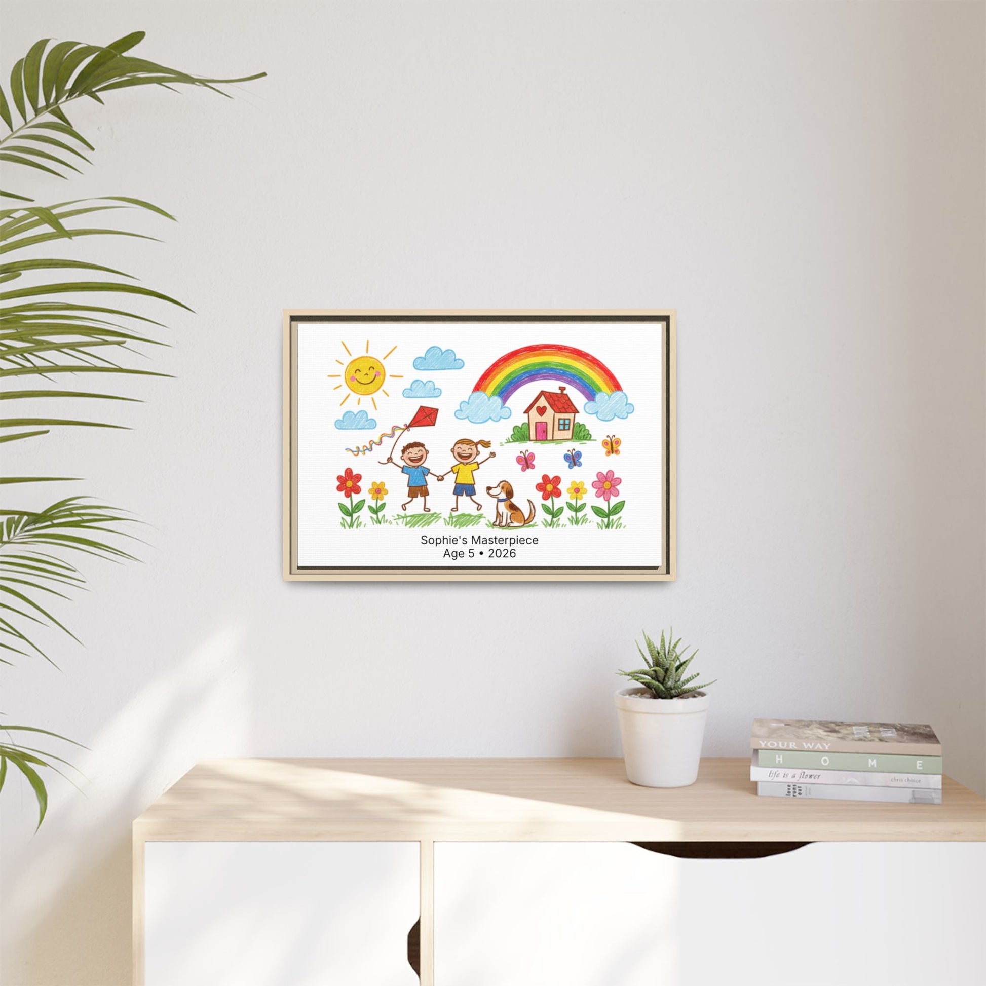 Personalized Kid’s Drawing Framed Canvas  Canvas Deeply Engraved