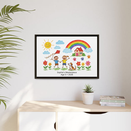 Personalized Kid’s Drawing Framed Canvas  Canvas Deeply Engraved