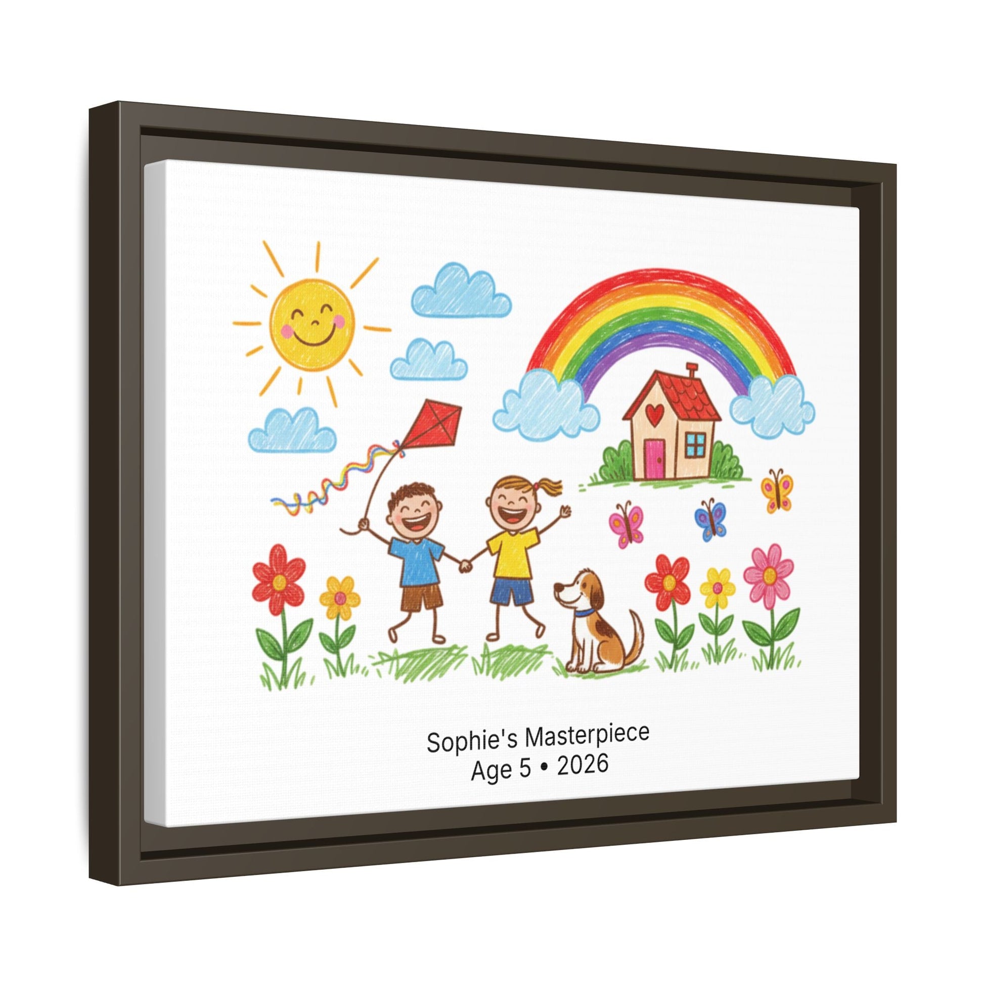 Personalized Kid’s Drawing Framed Canvas  Canvas Deeply Engraved