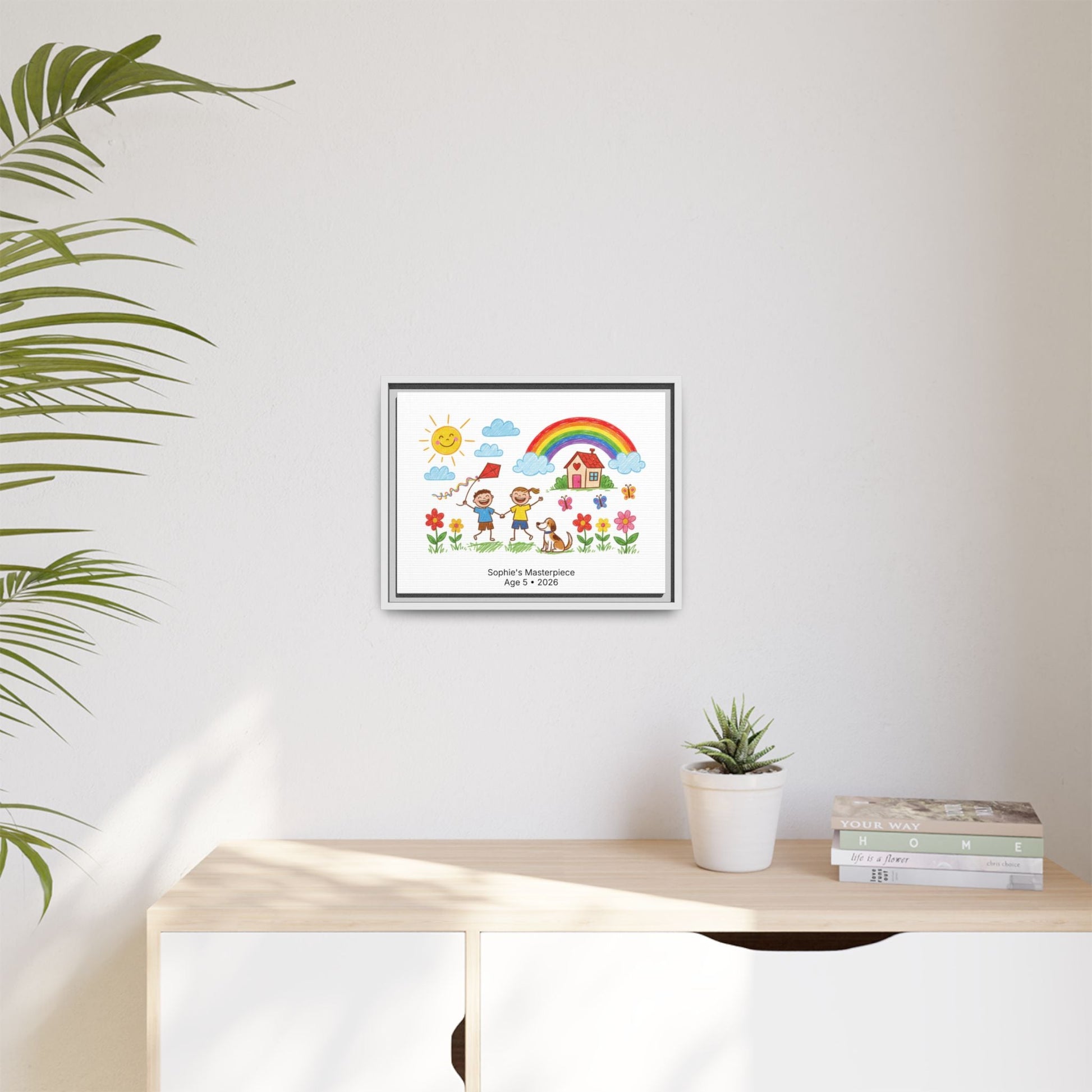 Personalized Kid’s Drawing Framed Canvas  Canvas Deeply Engraved