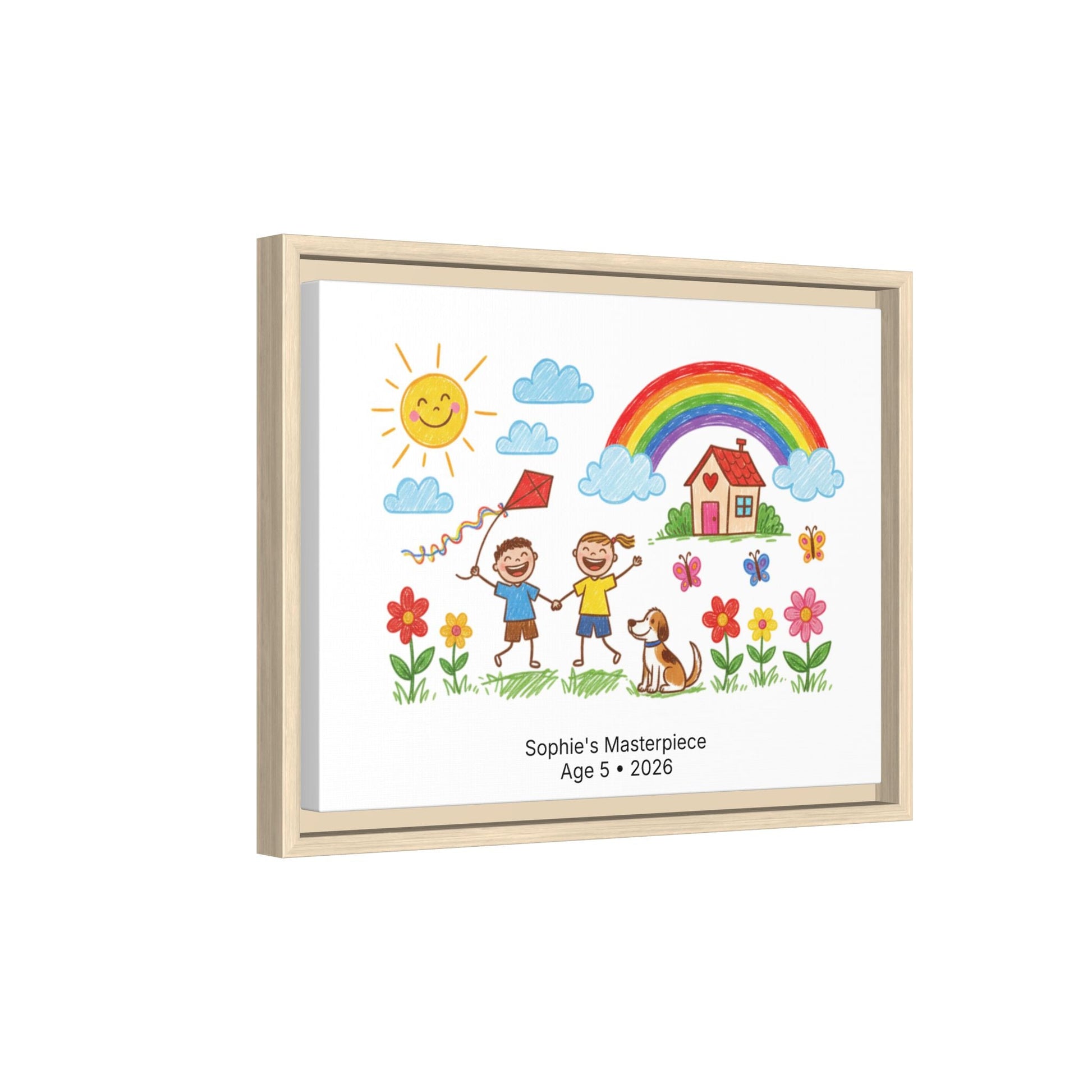 Personalized Kid’s Drawing Framed Canvas  Canvas Deeply Engraved