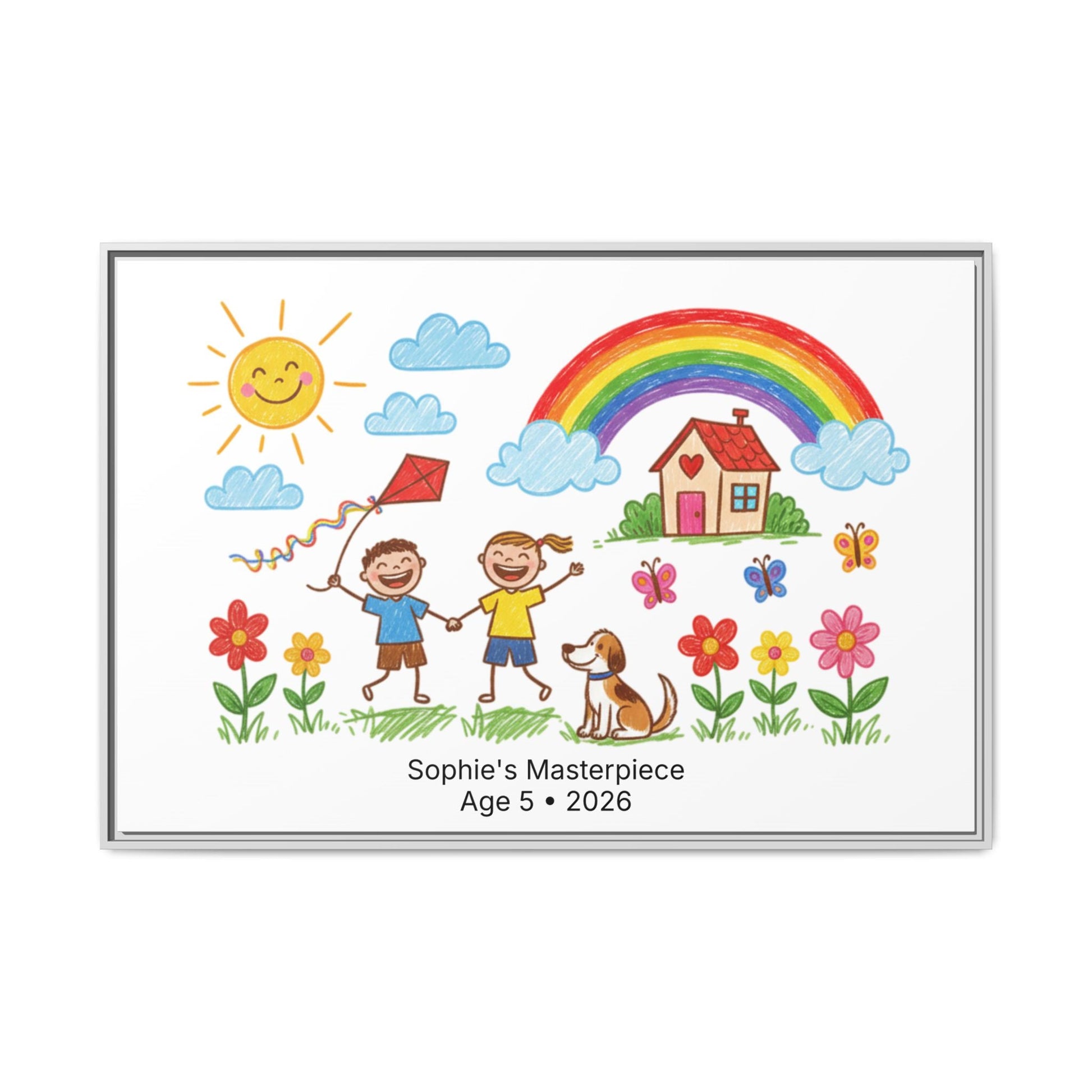 Personalized Kid’s Drawing Framed Canvas  Canvas Deeply Engraved