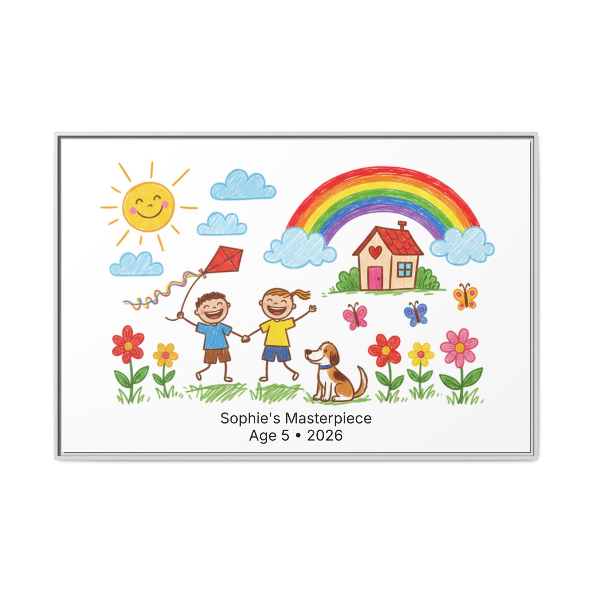 Personalized Kid’s Drawing Framed Canvas  Canvas Deeply Engraved