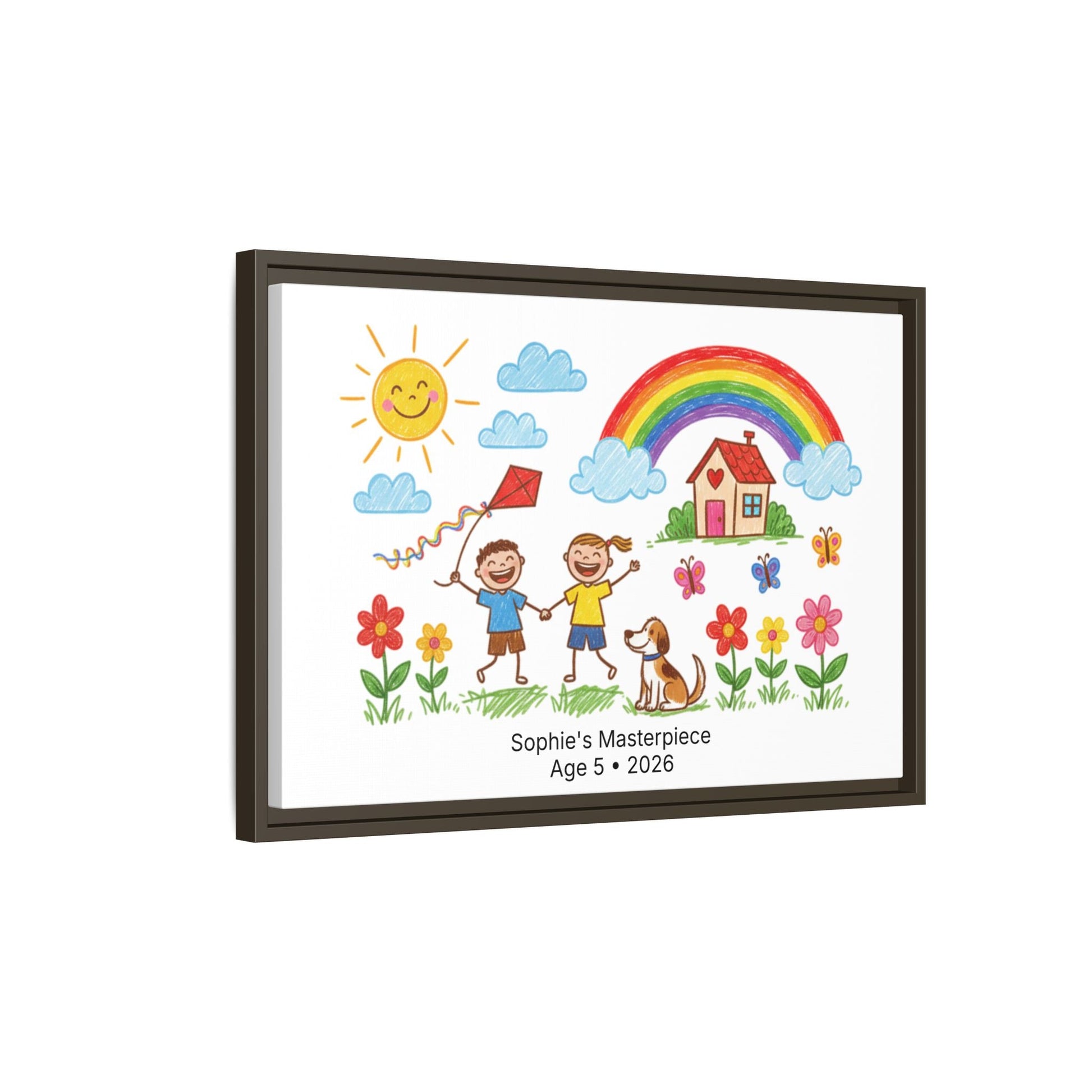 Personalized Kid’s Drawing Framed Canvas  Canvas Deeply Engraved