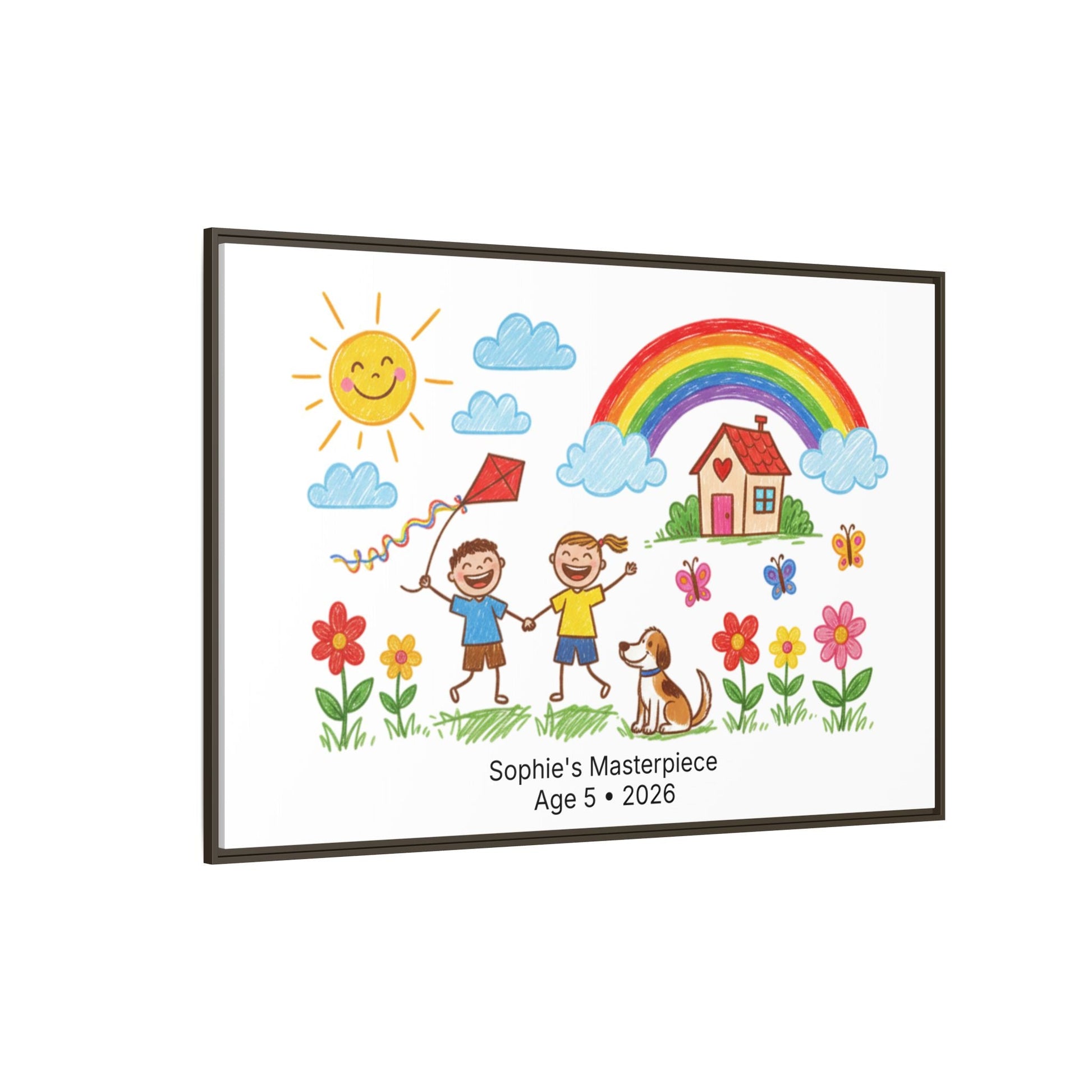 Personalized Kid’s Drawing Framed Canvas  Canvas Deeply Engraved