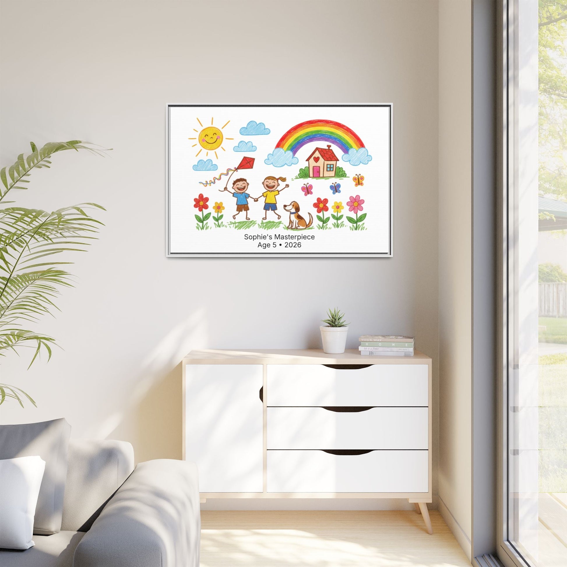 Personalized Kid’s Drawing Framed Canvas  Canvas Deeply Engraved