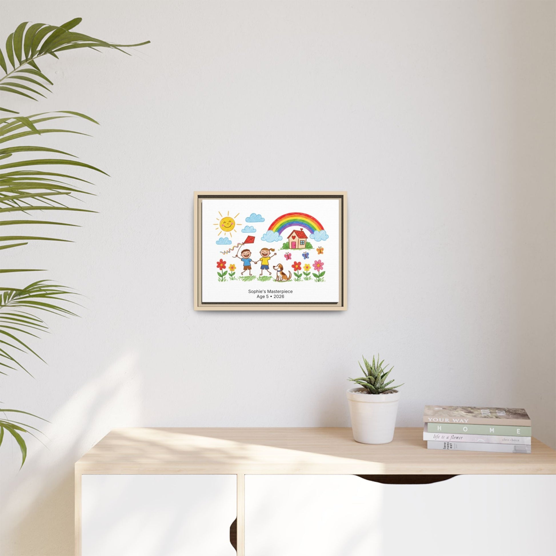 Personalized Kid’s Drawing Framed Canvas  Canvas Deeply Engraved