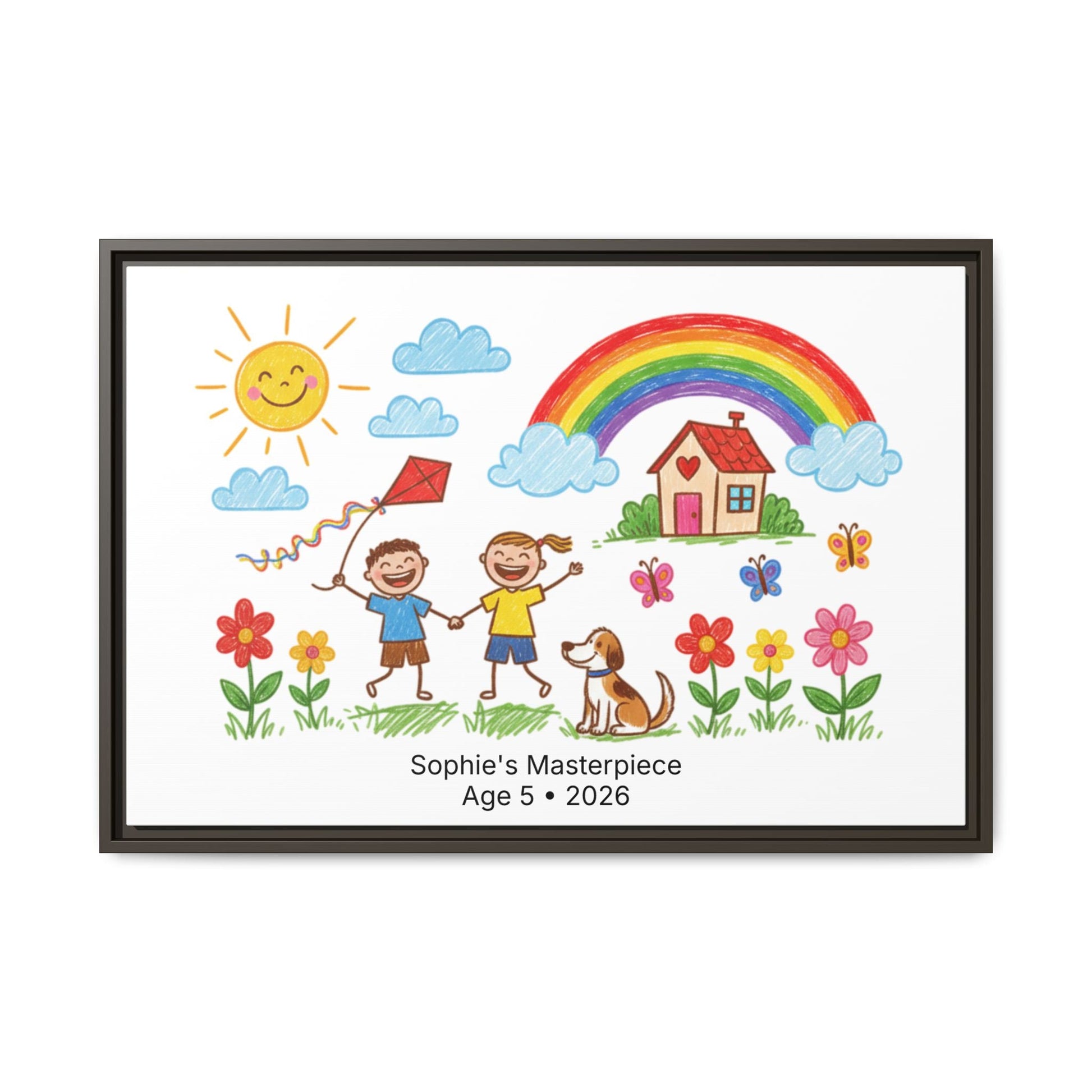 Personalized Kid’s Drawing Framed Canvas  Canvas Deeply Engraved
