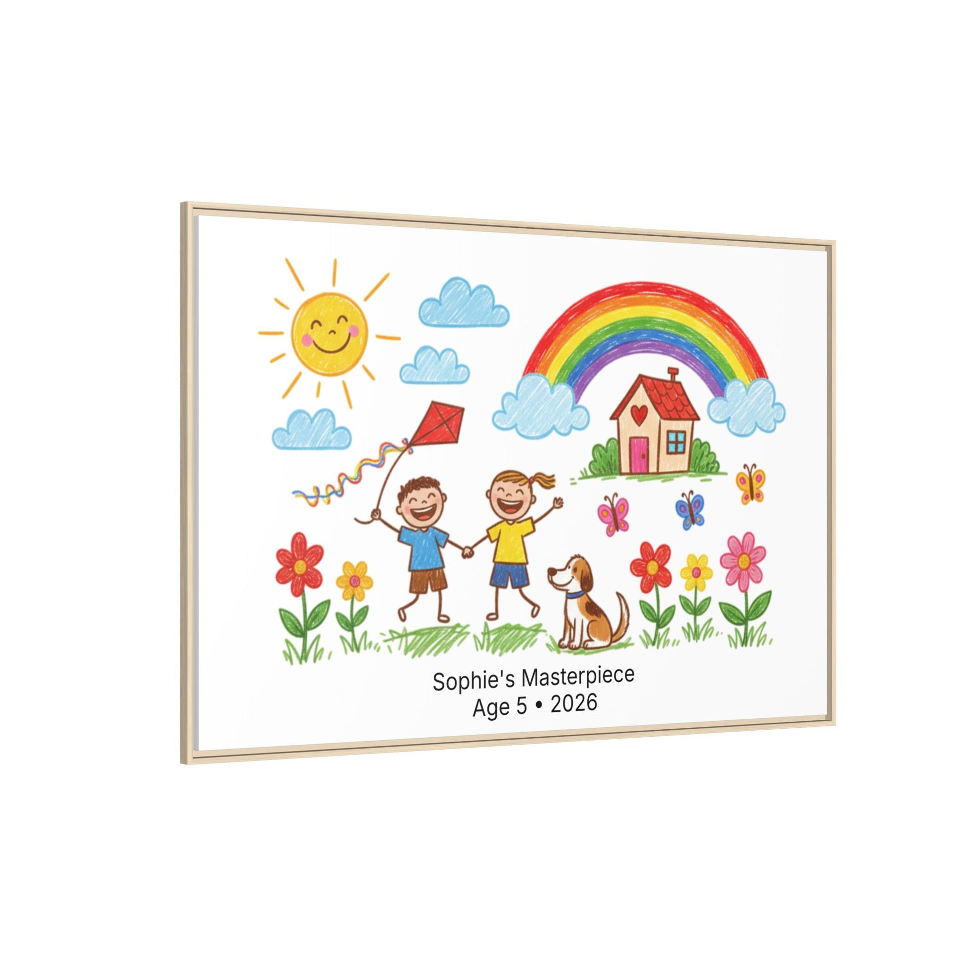 Personalized Kid’s Drawing Framed Canvas  Canvas Deeply Engraved