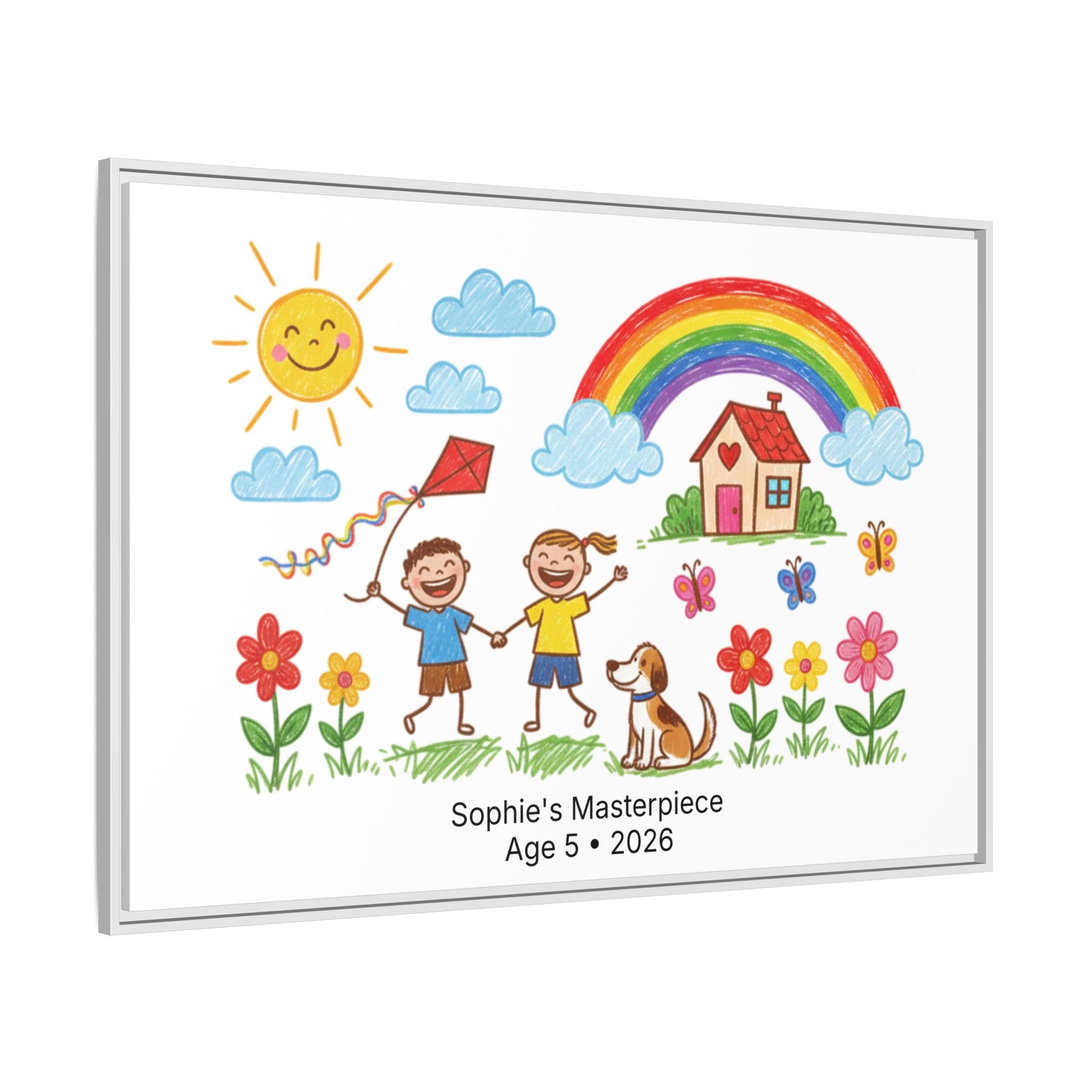 Personalized Kid’s Drawing Framed Canvas  Canvas Deeply Engraved