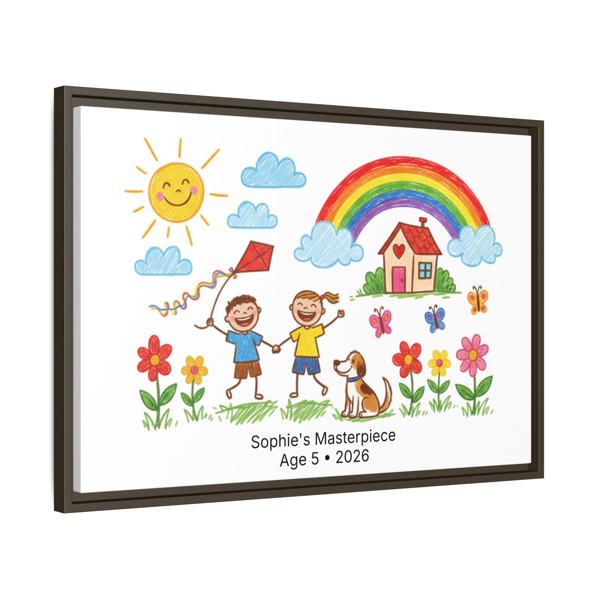 Personalized Kid’s Drawing Framed Canvas  Canvas Deeply Engraved