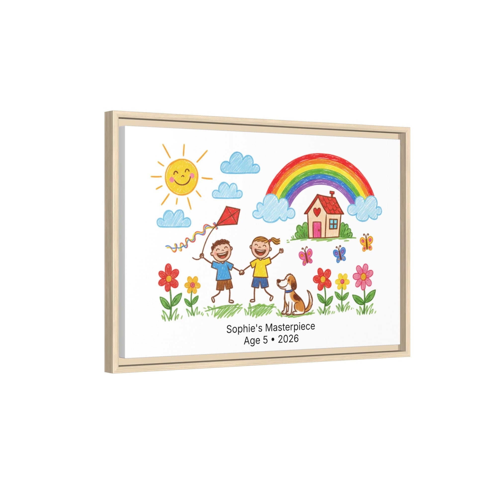 Personalized Kid’s Drawing Framed Canvas  Canvas Deeply Engraved