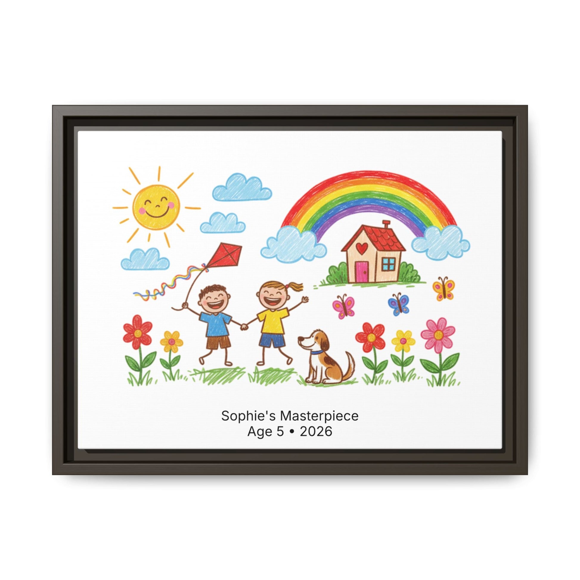 Personalized Kid’s Drawing Framed Canvas  Canvas Deeply Engraved