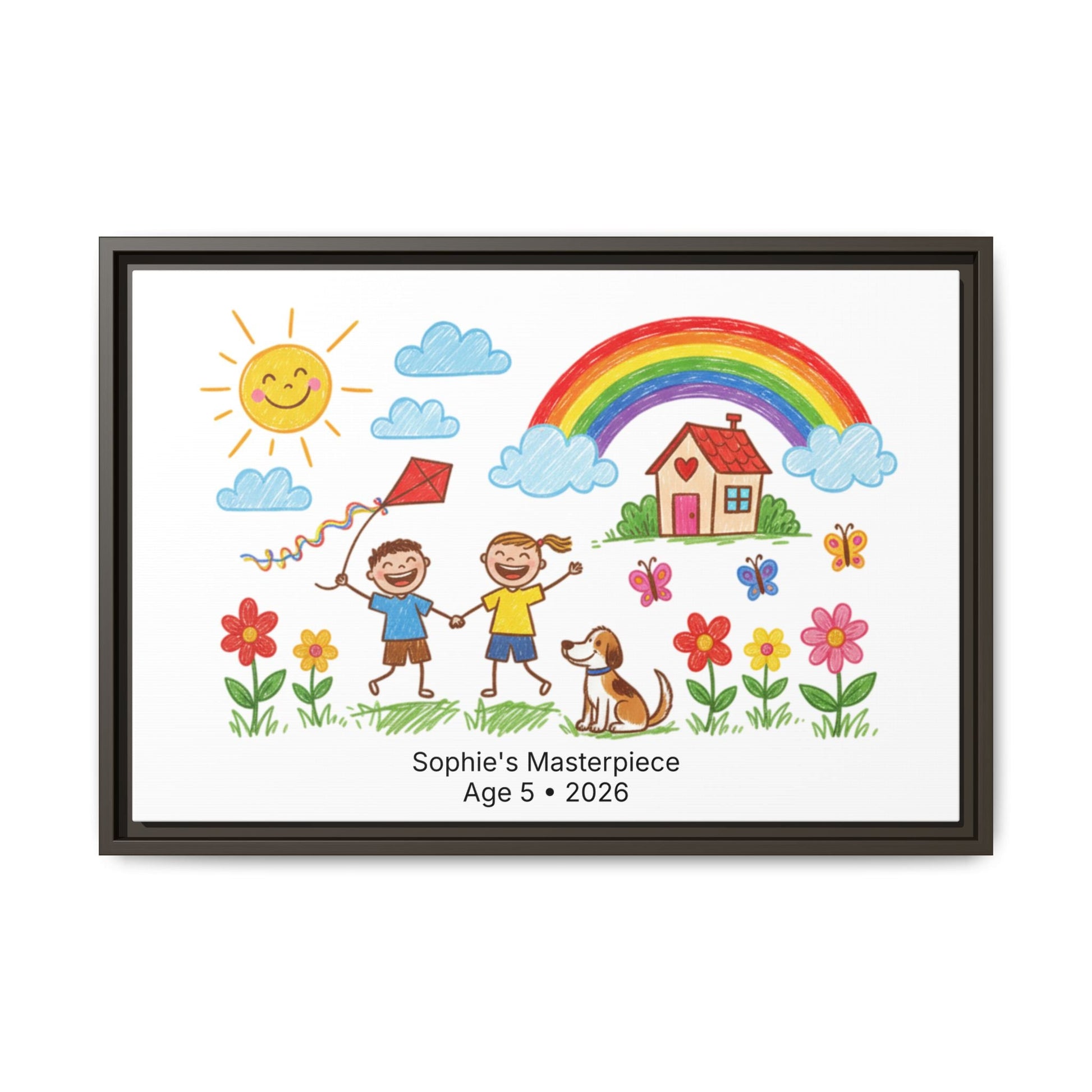 Personalized Kid’s Drawing Framed Canvas  Canvas Deeply Engraved