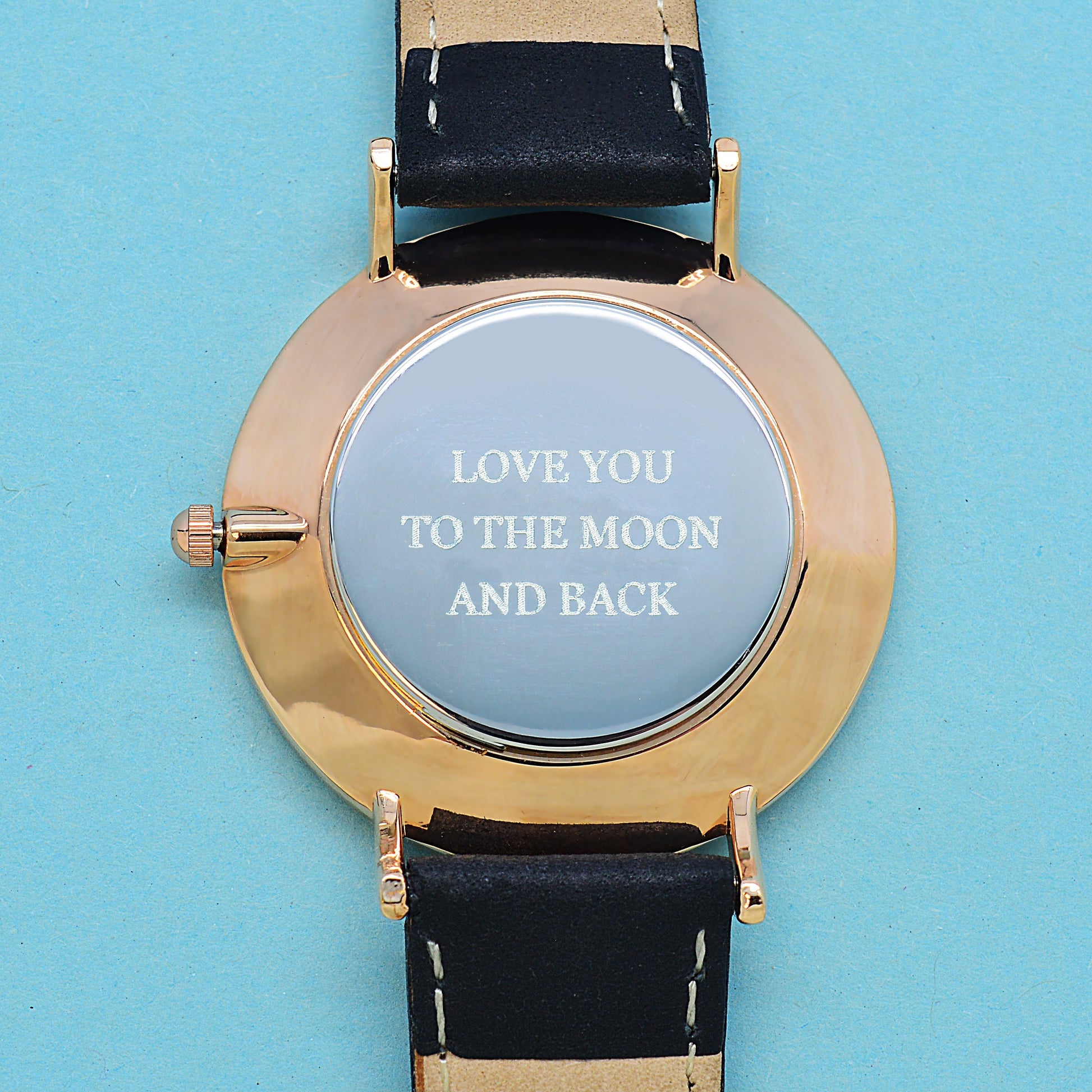 Personalized Ladies Leather Watch – Black  Ladies' Watches Deeply Engraved