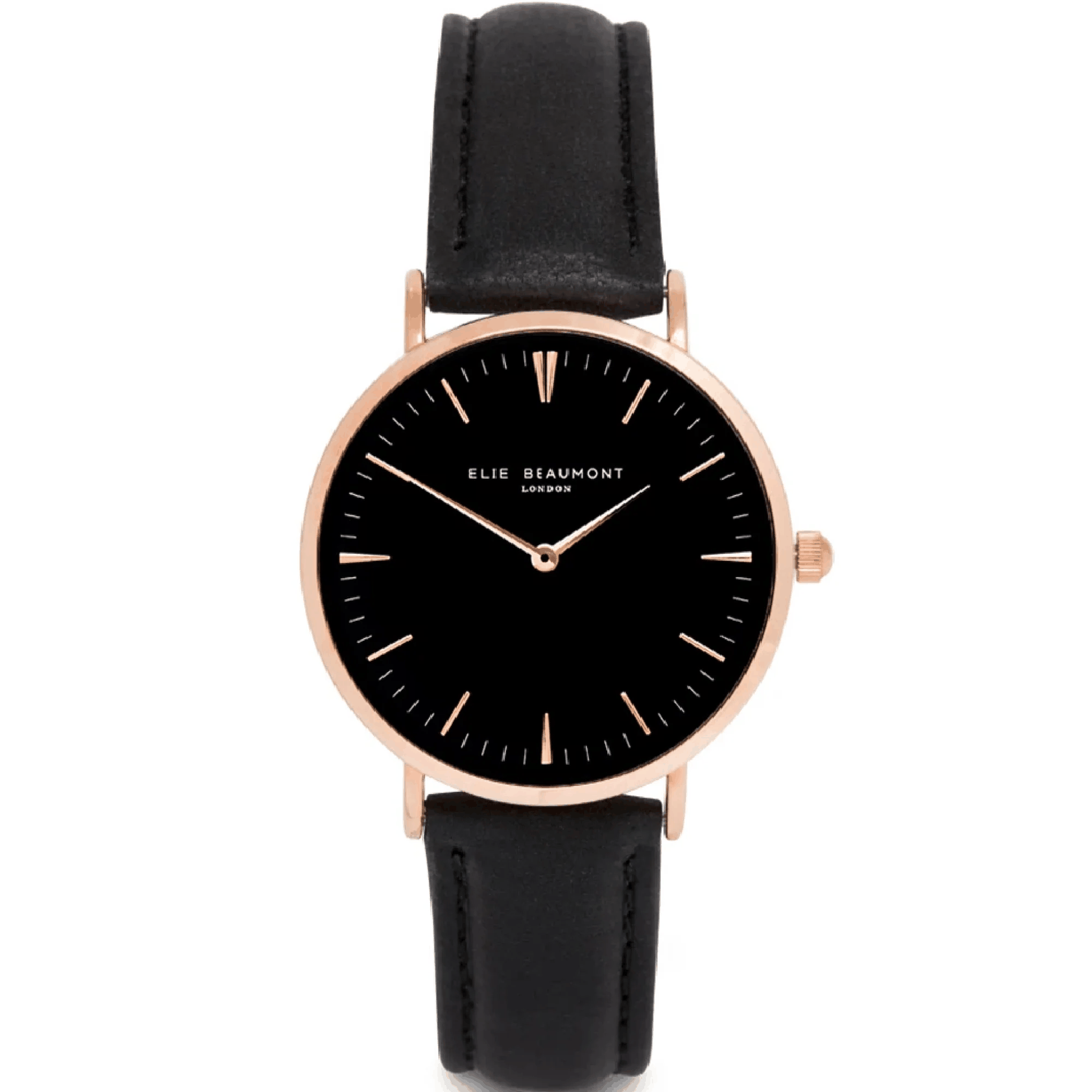 Personalized Ladies Leather Watch – Black  Ladies' Watches Deeply Engraved