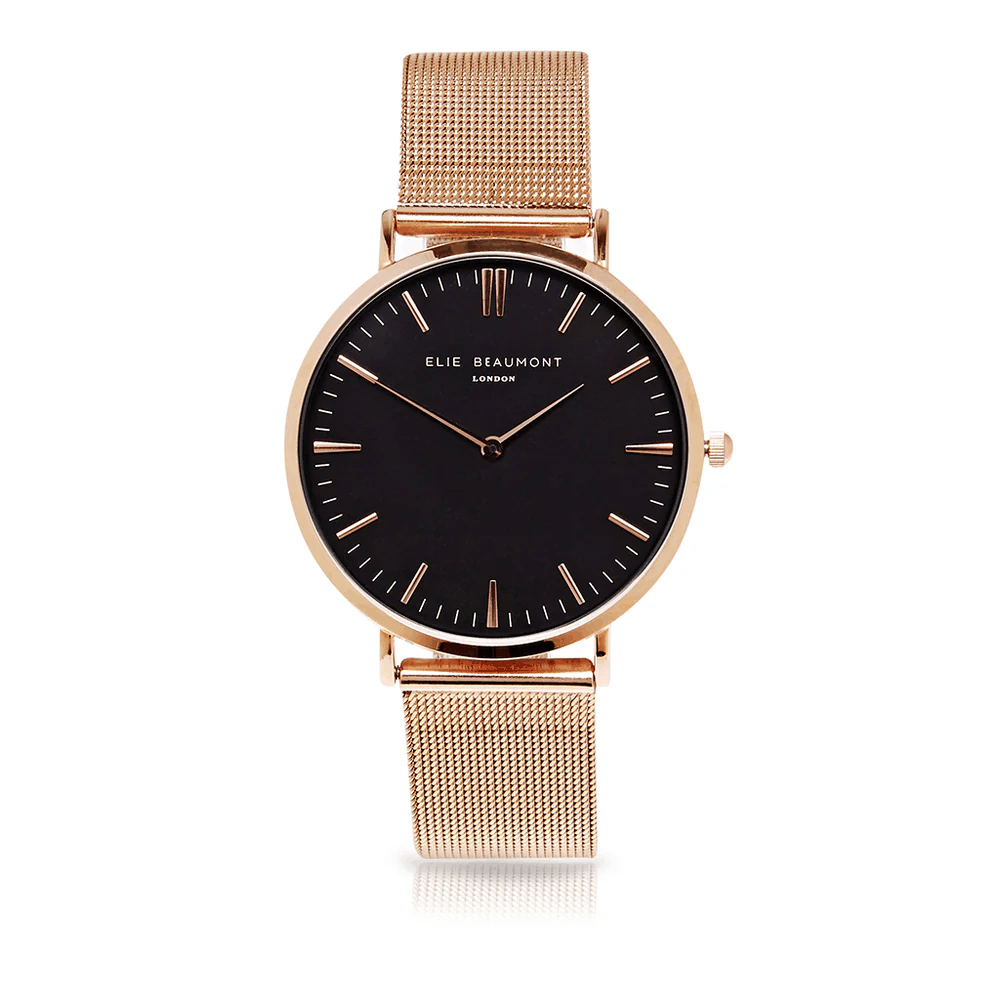 Personalized Ladies Watch in Rose Gold – Black Dial  Ladies' Watches Deeply Engraved