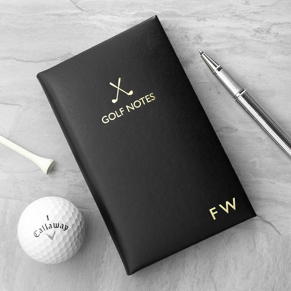 Personalized Leather Golf Notebook & Round Tracker-Black