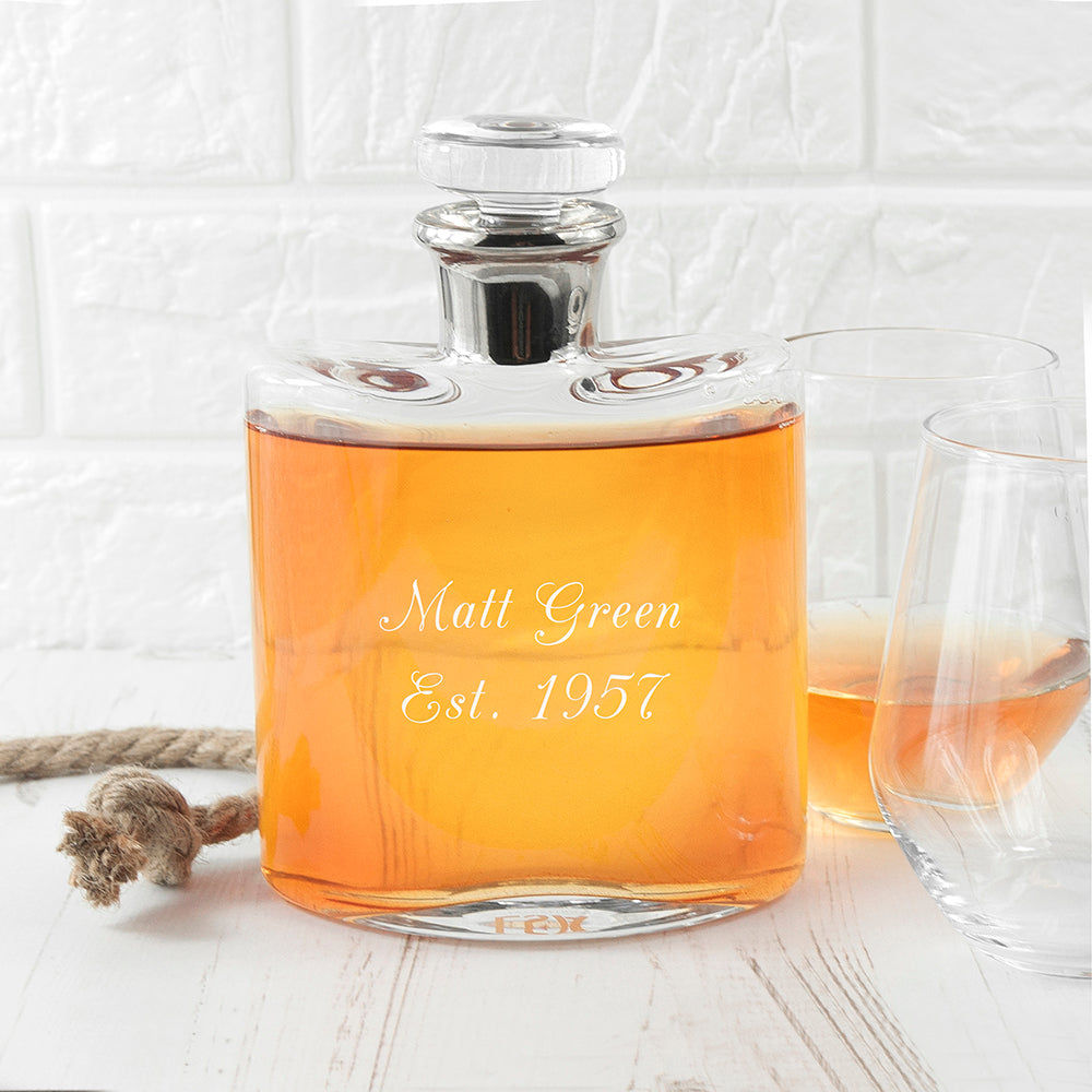 Personalized LSA Platinum Necked Whisky Decanter  Decanters Deeply Engraved