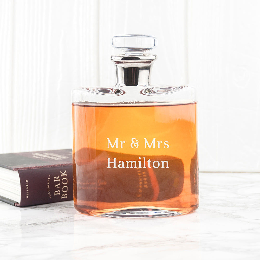 Personalized LSA Platinum Necked Whisky Decanter  Decanters Deeply Engraved