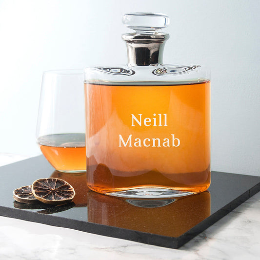 Personalized LSA Platinum Necked Whisky Decanter  Decanters Deeply Engraved
