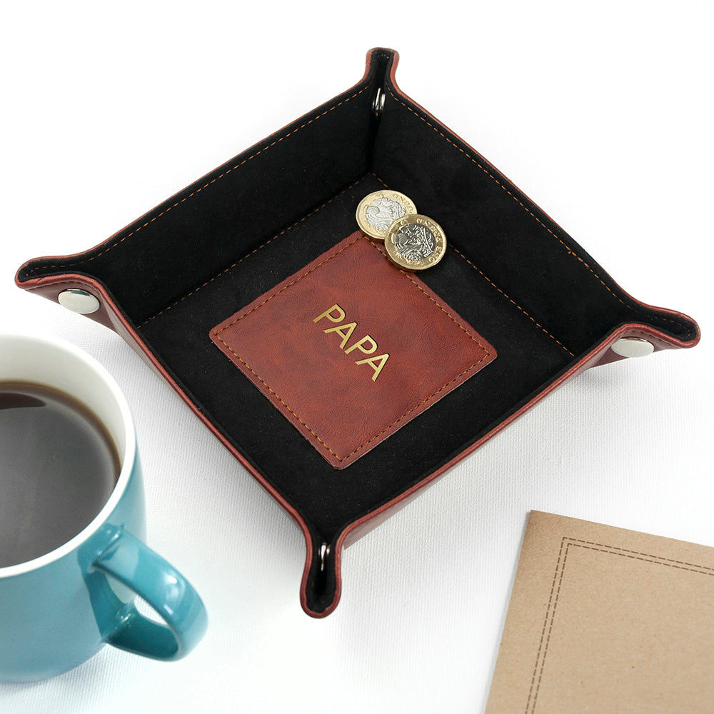 Personalized Luxury Brown Valet Tray  Tidy Trays Deeply Engraved