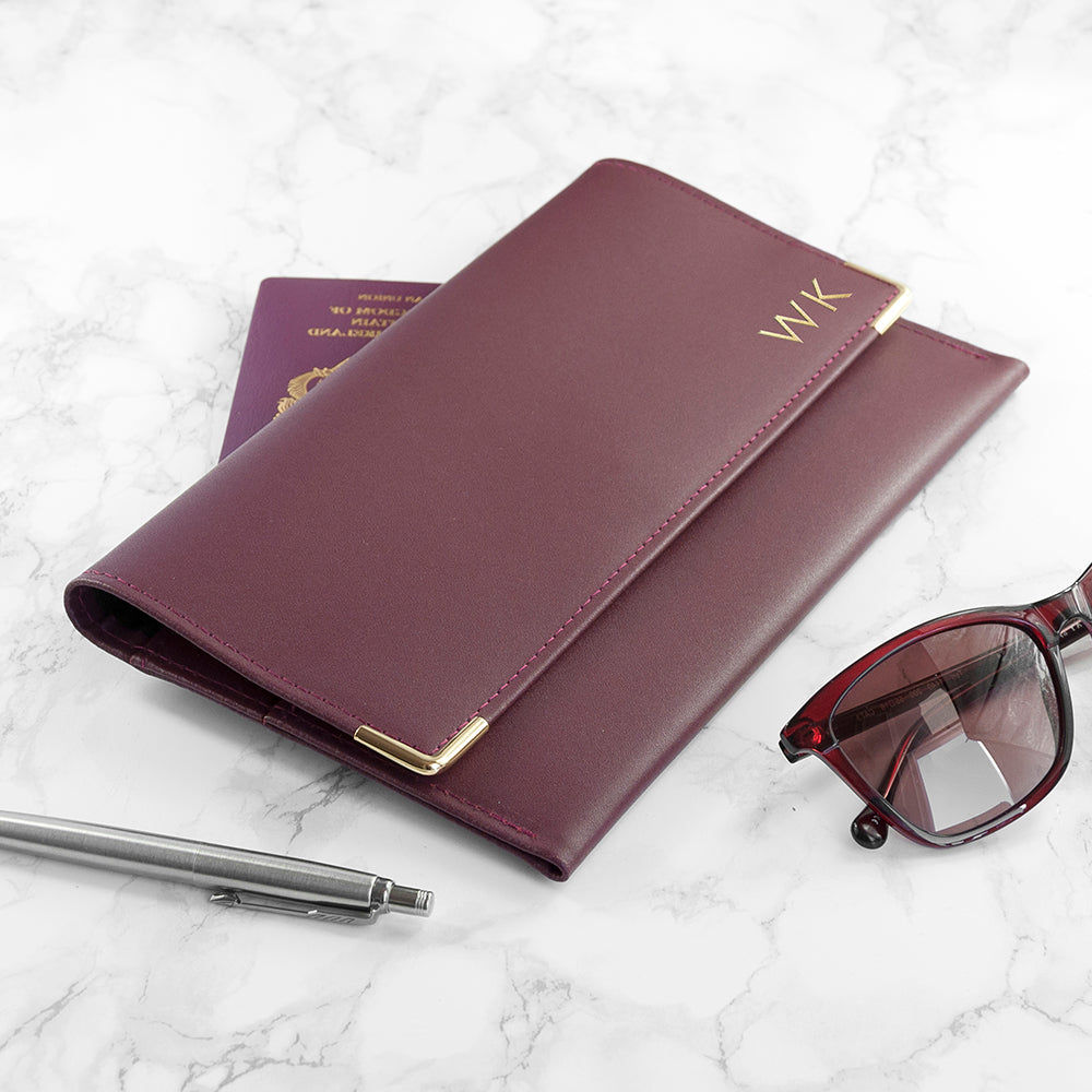 Personalized Luxury Leather Travel Organiser  Travel Accessories Deeply Engraved