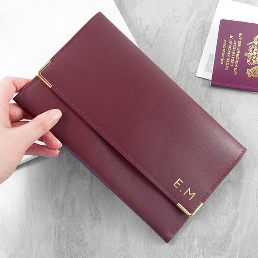 Personalized Luxury Leather Travel Organiser  Travel Accessories Deeply Engraved