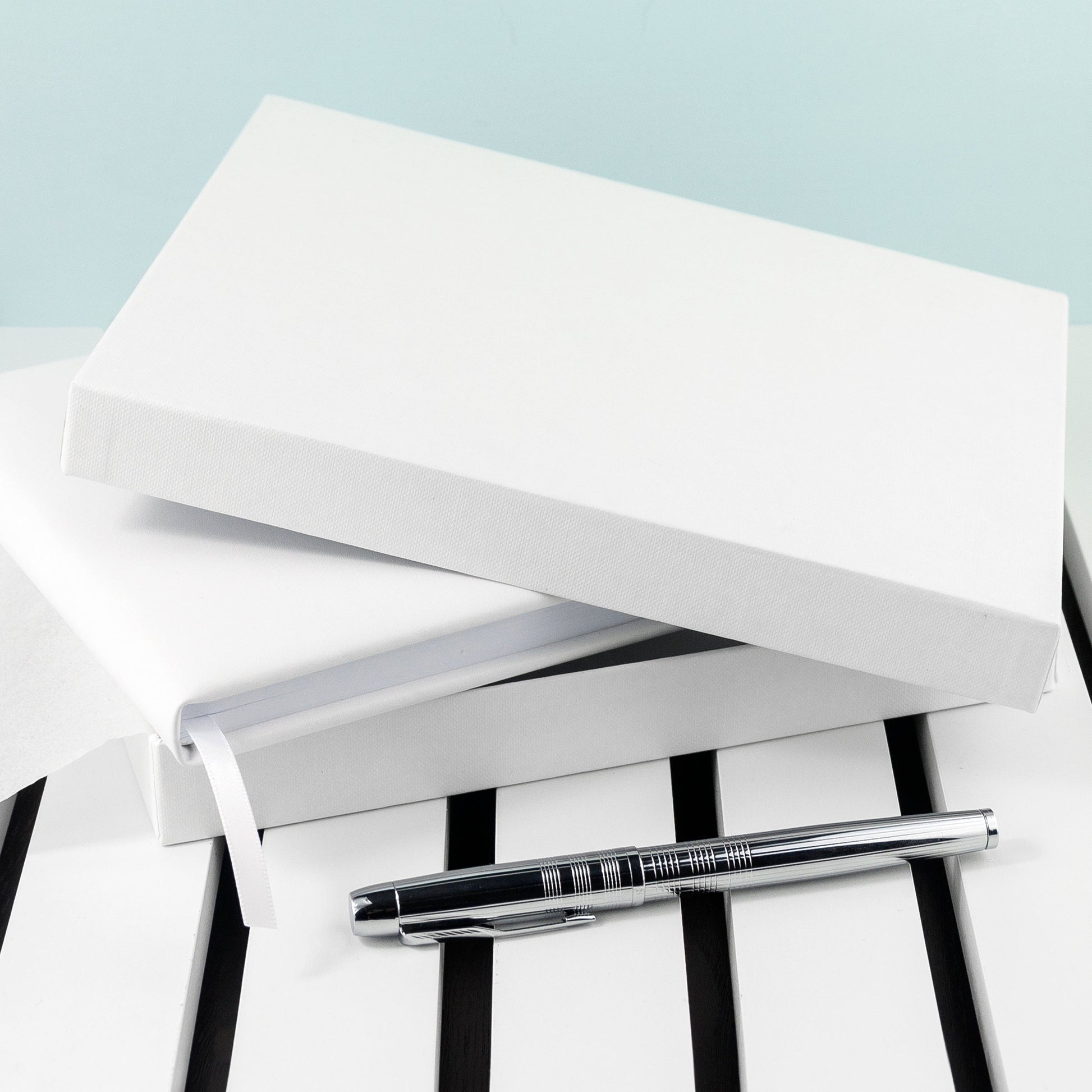 Personalized Luxury White Leather Wedding Guest Book  Leather Books Deeply Engraved