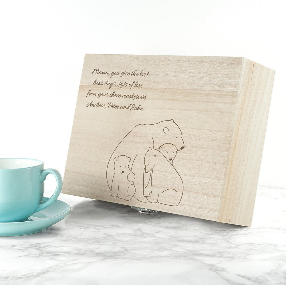 Personalized Mama Bear Tea Box  Tea Boxes Deeply Engraved