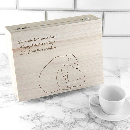 Personalized Mama Bear Tea Box  Tea Boxes Deeply Engraved