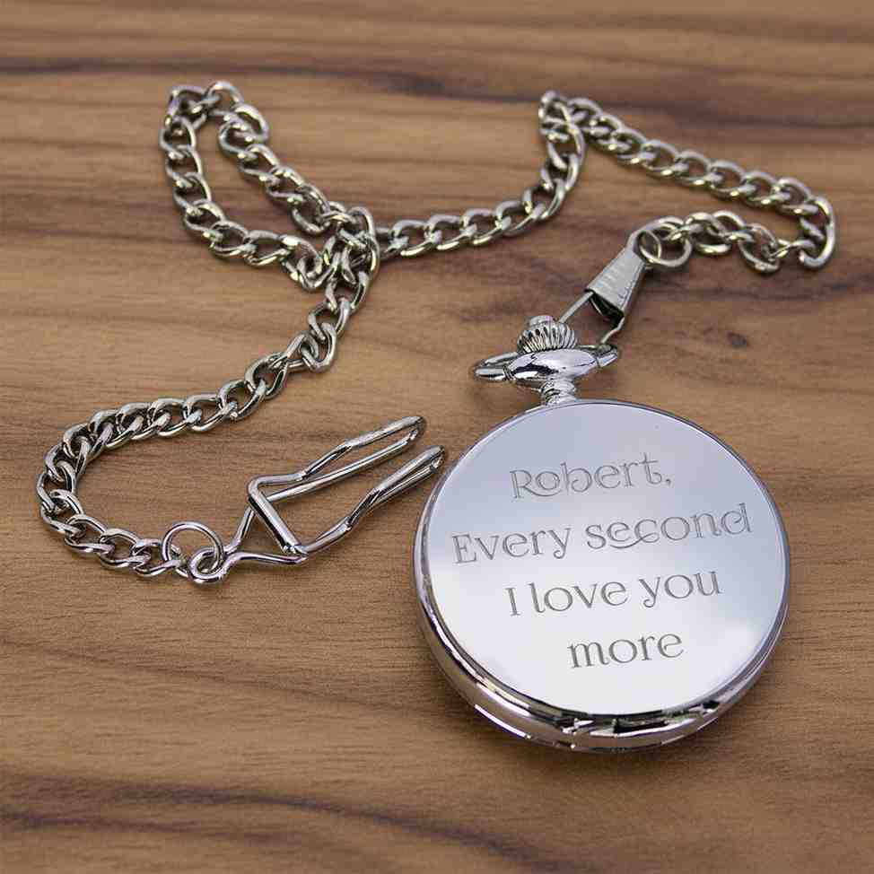 Personalized Mechanical Skeleton Pocket Watch  with engraved message