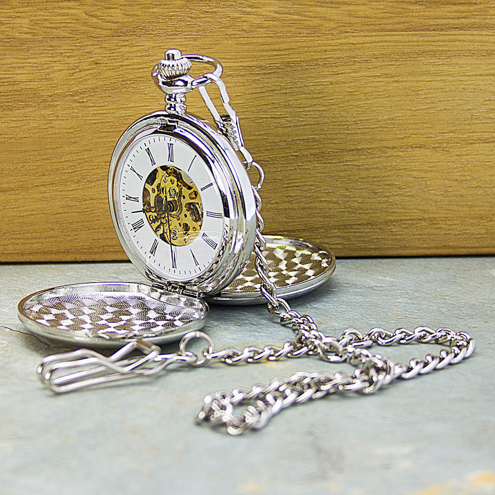 Personalized Mechanical Skeleton Pocket Watch  Pocket Watches Deeply Engraved