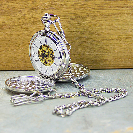 Personalized Mechanical Skeleton Pocket Watch  Pocket Watches Deeply Engraved