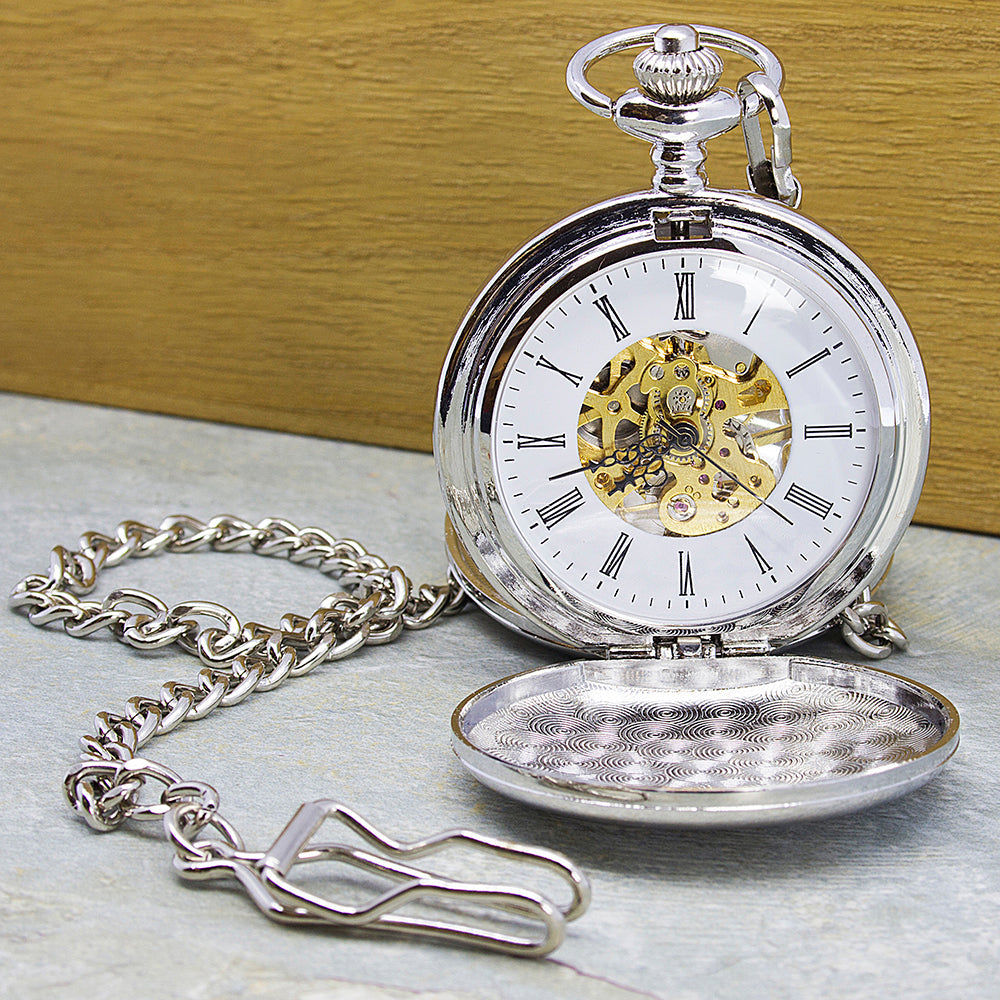 Personalized Mechanical Skeleton Pocket Watch  Pocket Watches Deeply Engraved