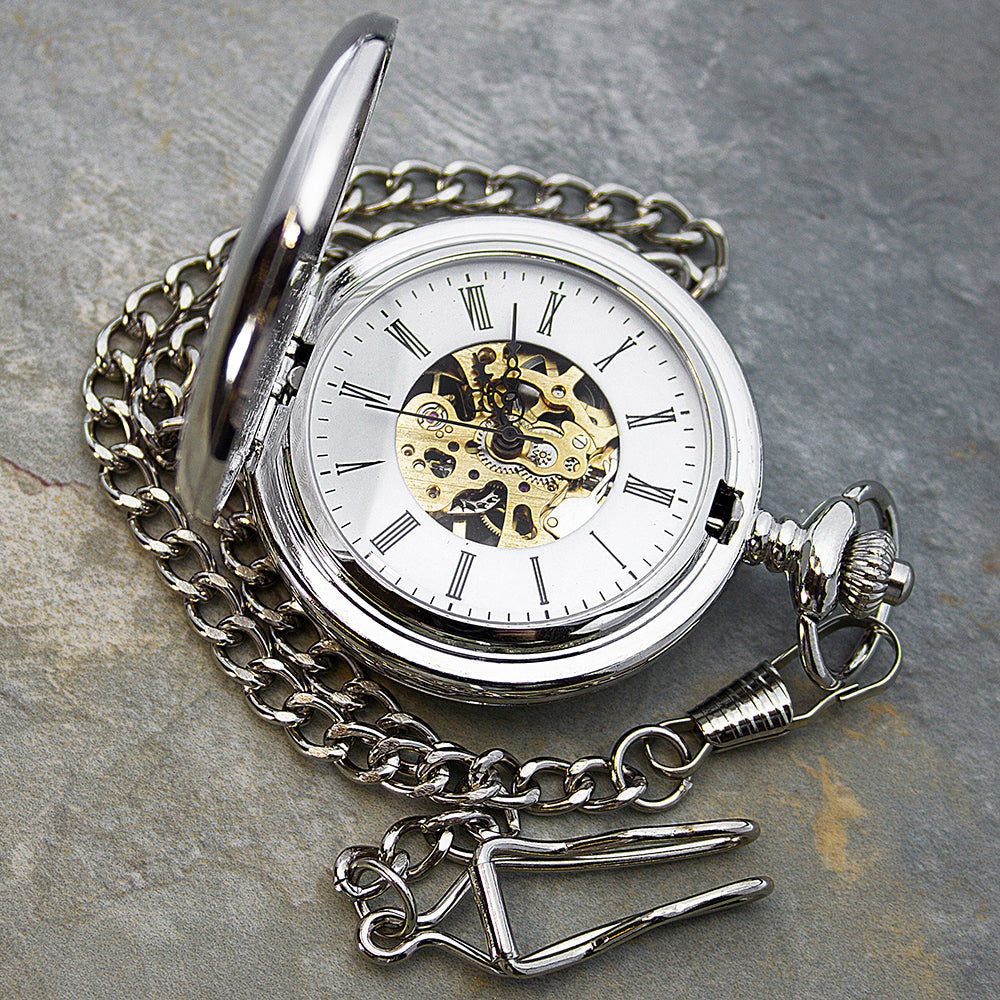 Personalized Mechanical Skeleton Pocket Watch  Pocket Watches Deeply Engraved