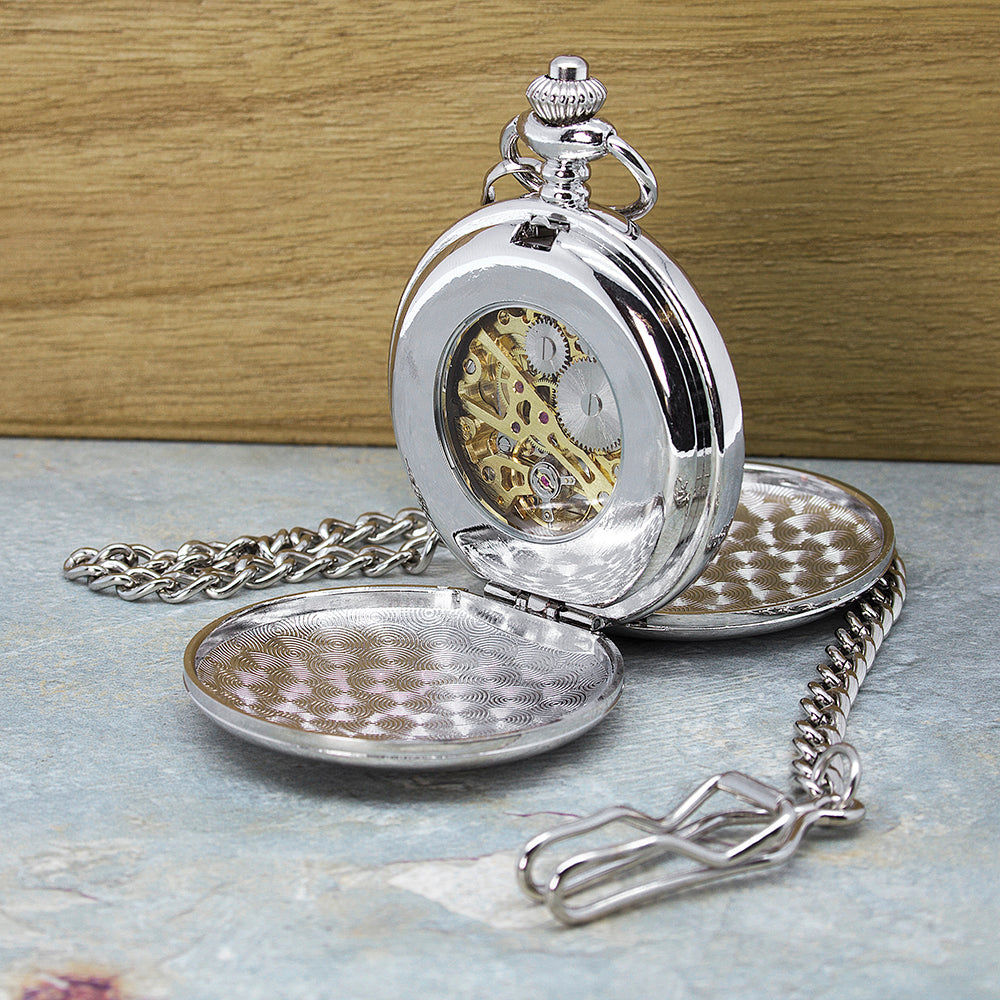Personalized Mechanical Skeleton Pocket Watch  Pocket Watches Deeply Engraved