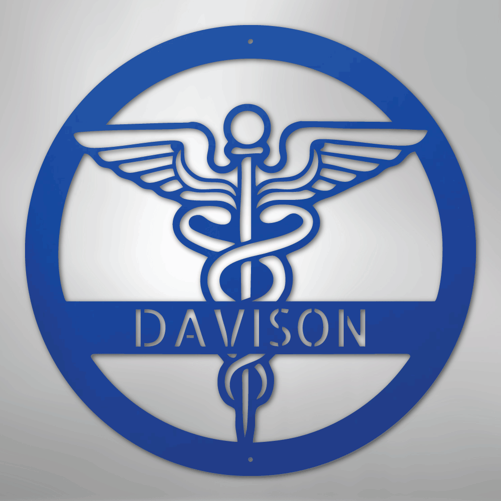 personalized-medical-caduceus-monogram-metal-wall-art-blue