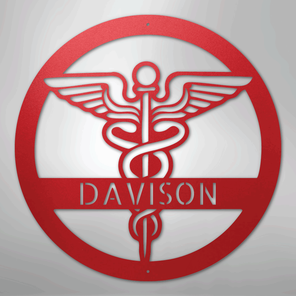 personalized-medical-caduceus-monogram-metal-wall-art-red