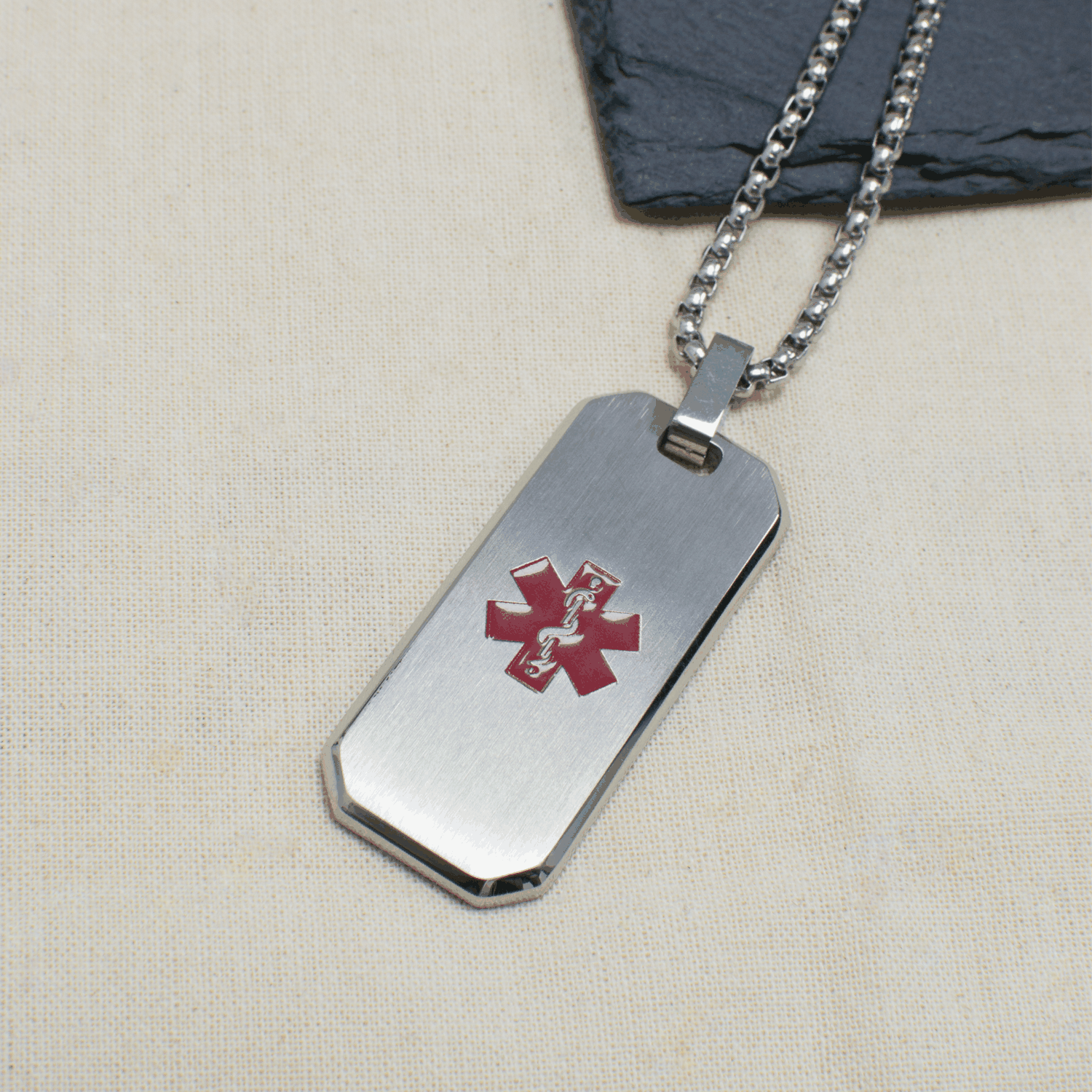 Personalized Medical Dog Tag Necklace  Men's Necklaces Deeply Engraved