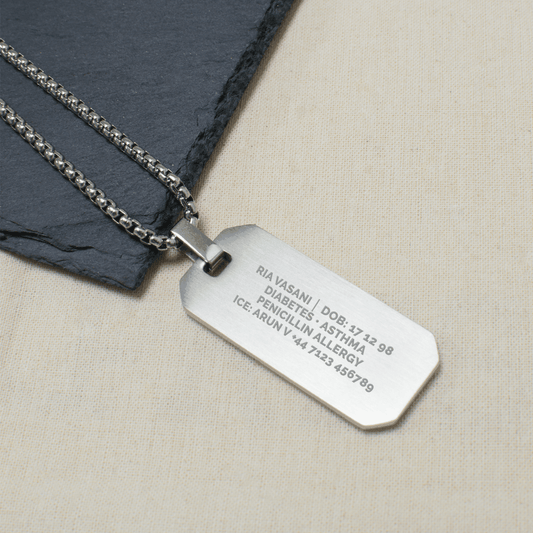 Personalized Medical Dog Tag Necklace  Men's Necklaces Deeply Engraved