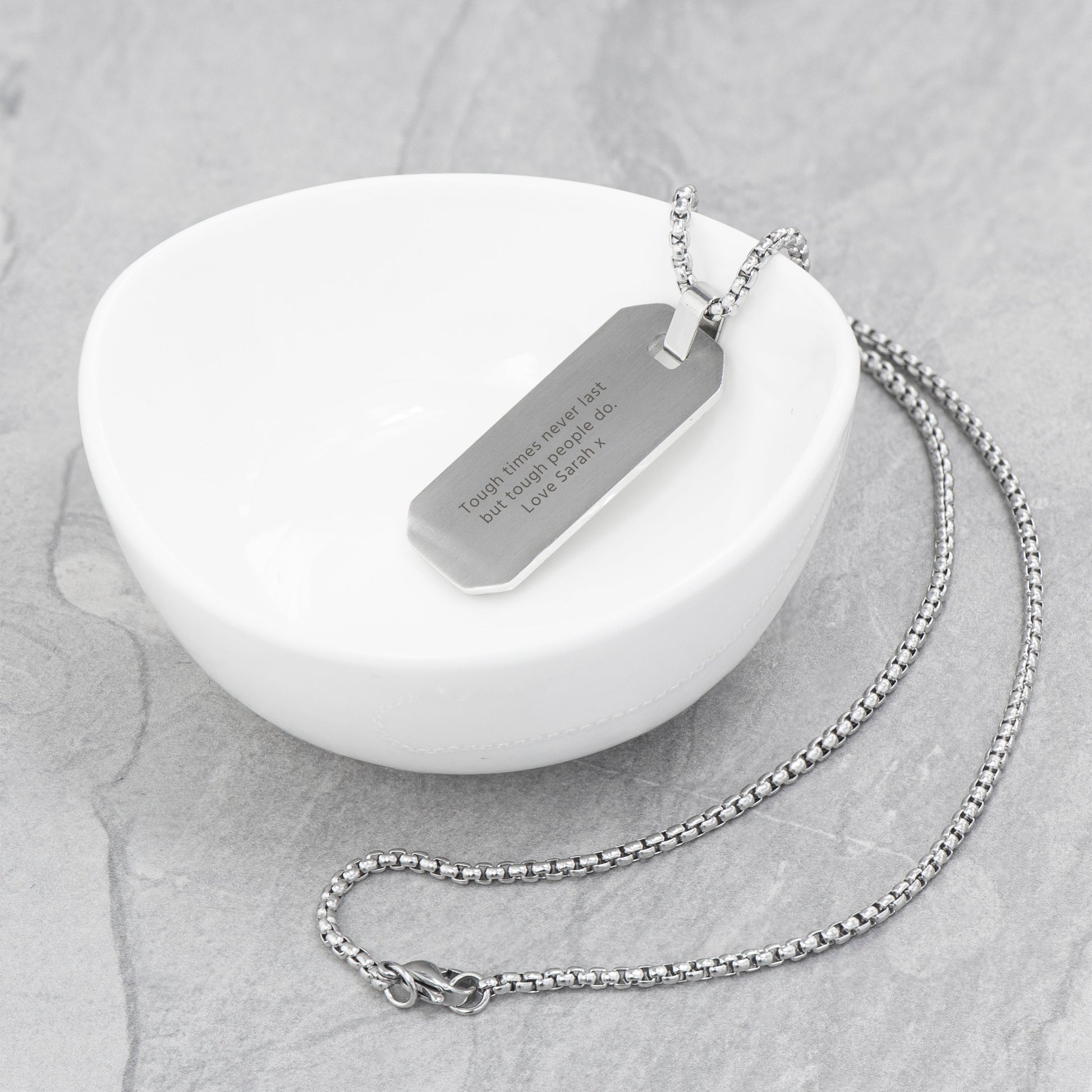 Personalized Men's Dog Tag Necklace - Silver  Men's Necklaces Deeply Engraved