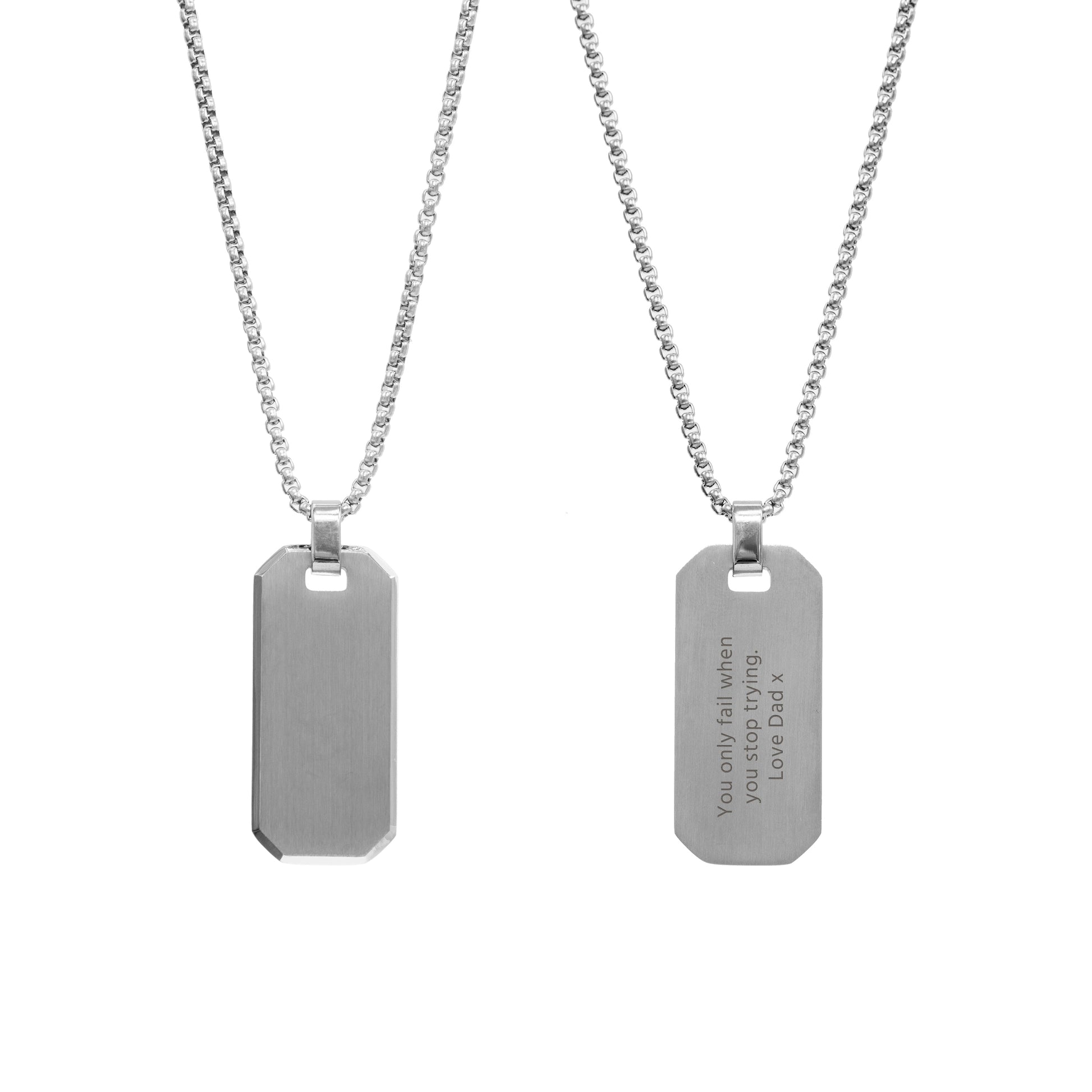 Personalized Men's Dog Tag Necklace - Silver  Men's Necklaces Deeply Engraved