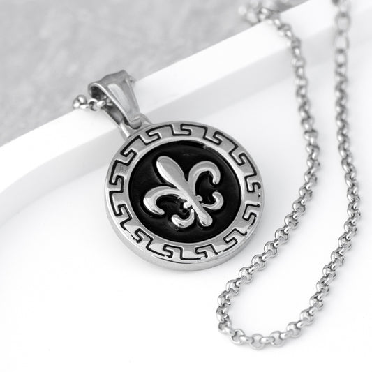 Personalized Men's Fleur-de-lis Pendant Necklace  Men's Necklaces Deeply Engraved