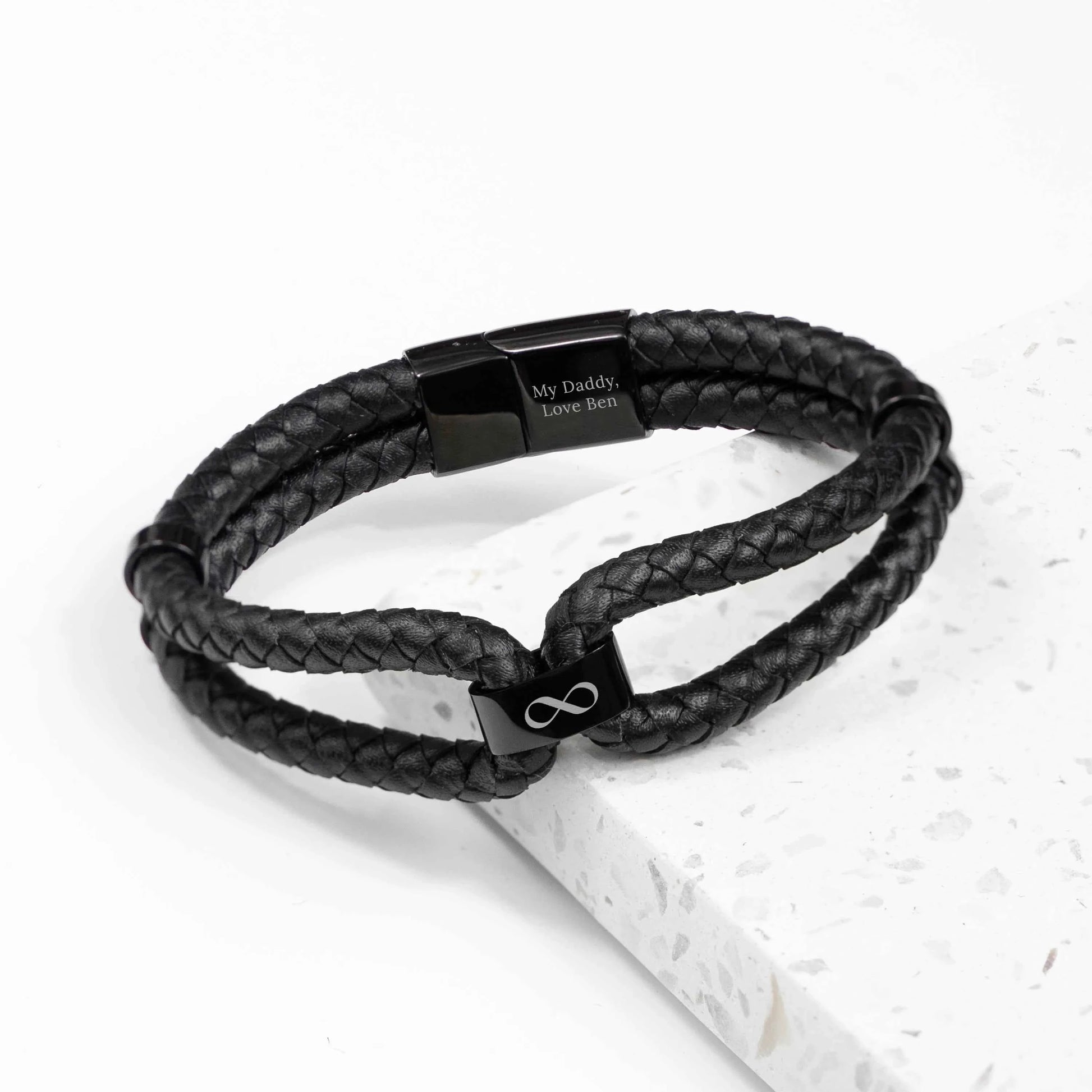 Personalized Men's Infinity Dual Leather Bracelet  Men's Bracelets Deeply Engraved